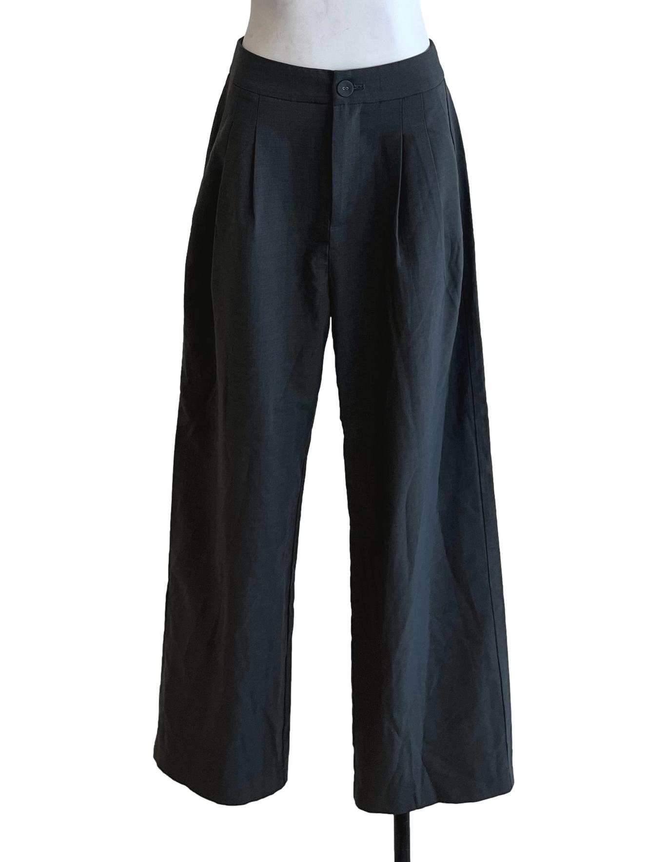 Grey High-Waisted Formal Pants