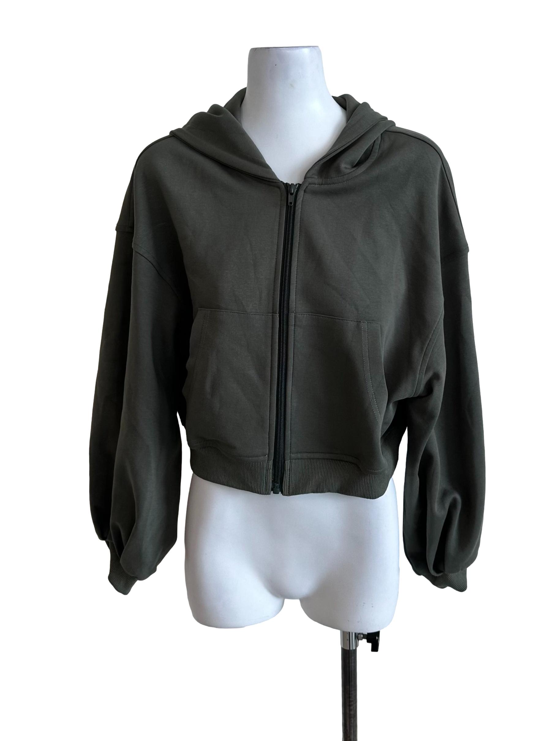 Moss Green Zipped Hoodie