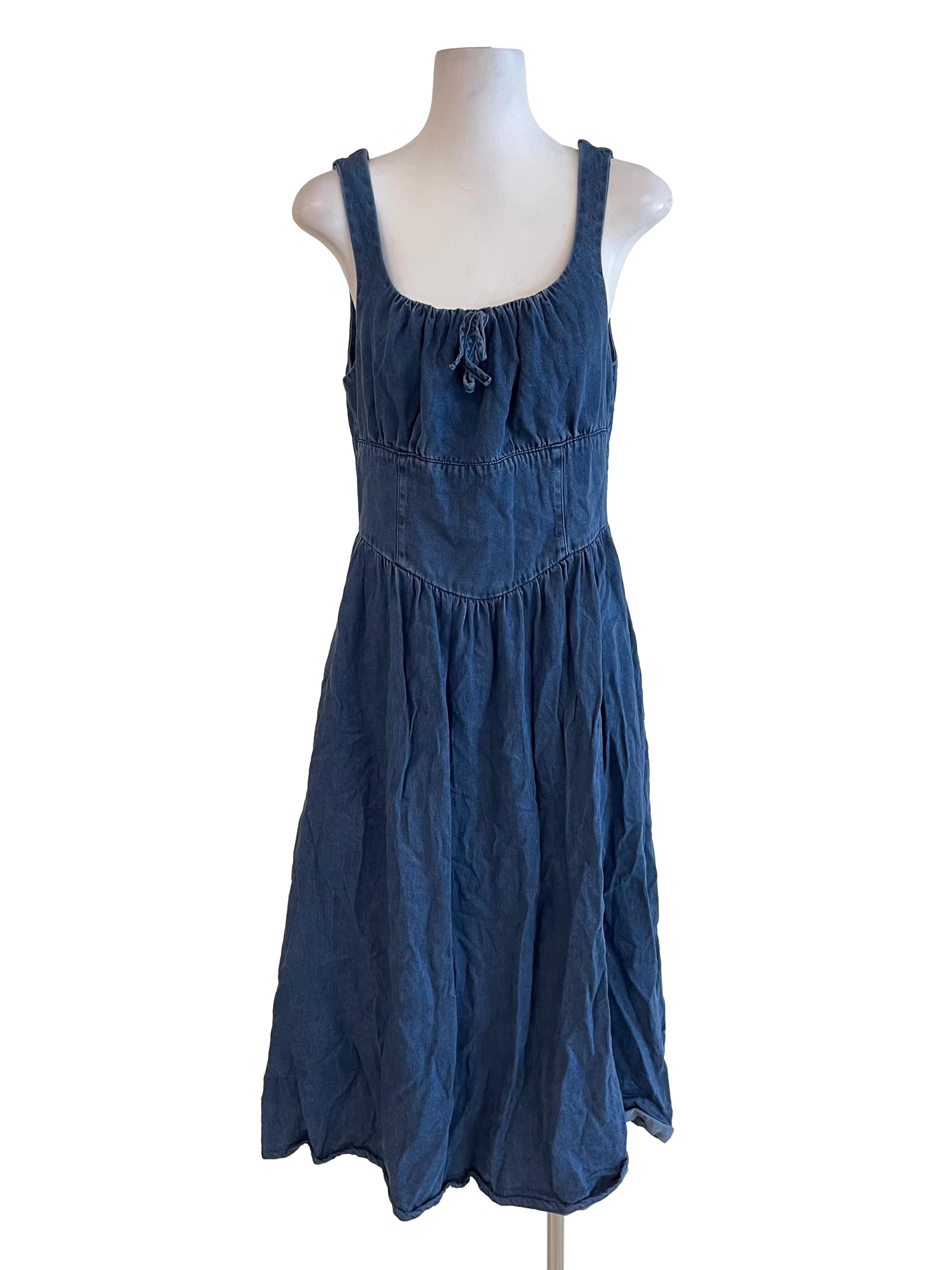 Denim Sleeveless Peasant Dress