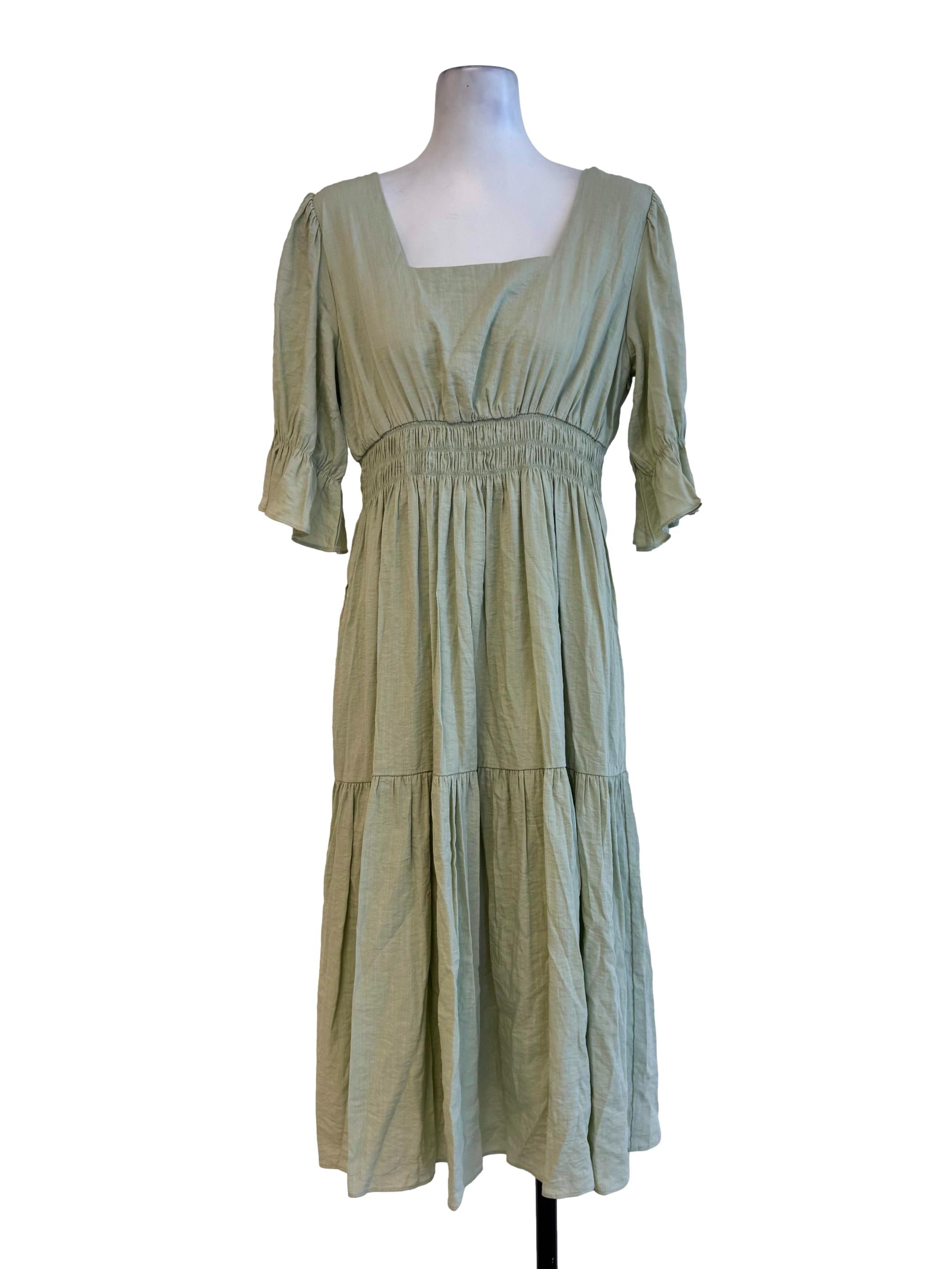 Matcha Green Square Neck Dress