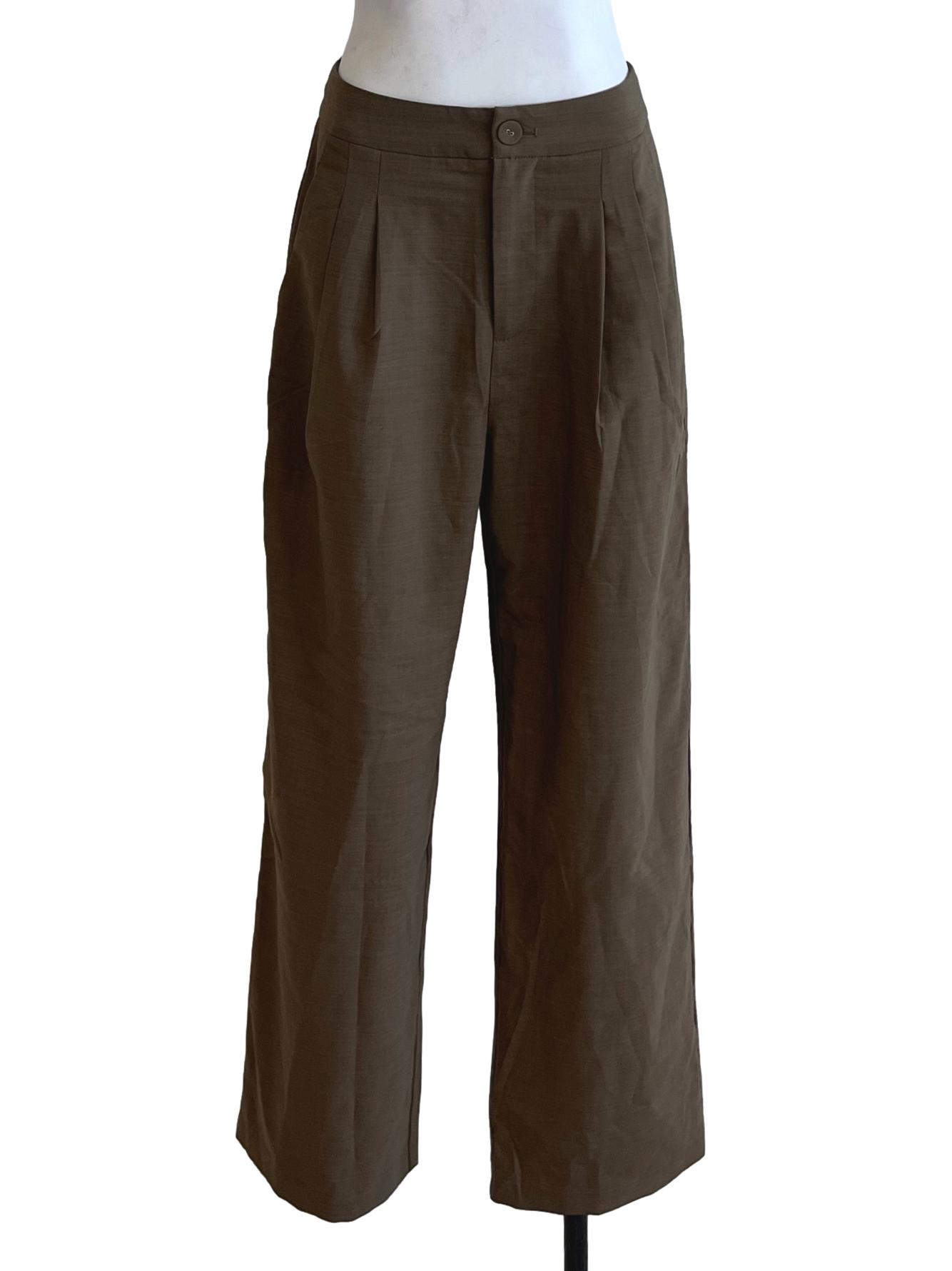 Brown High-Waisted Formal Pants