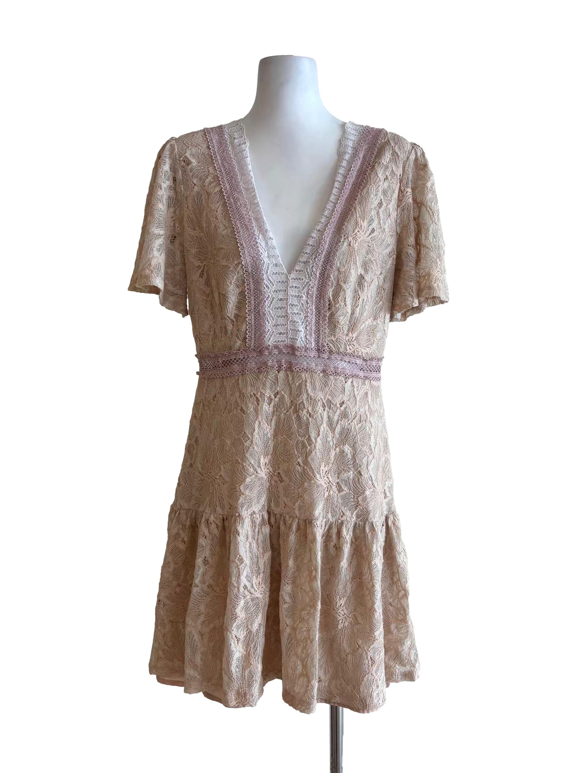 Almond Baby Pink Lace Dress