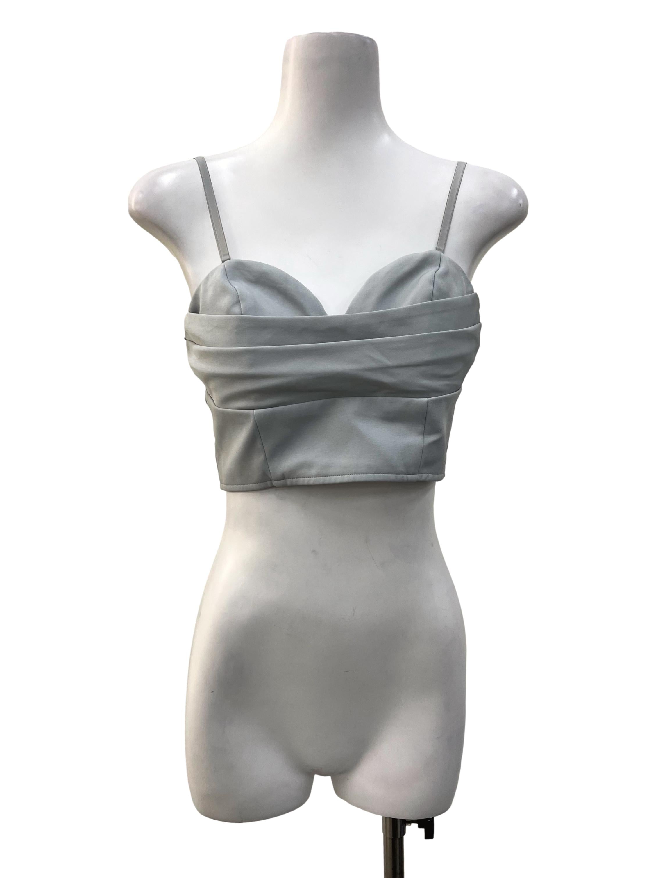 Blue Front Pleats Top