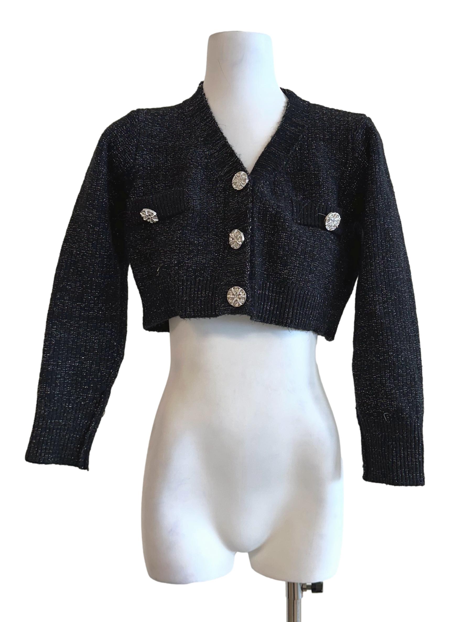 Ebony Black Glitter Knit Cardigan