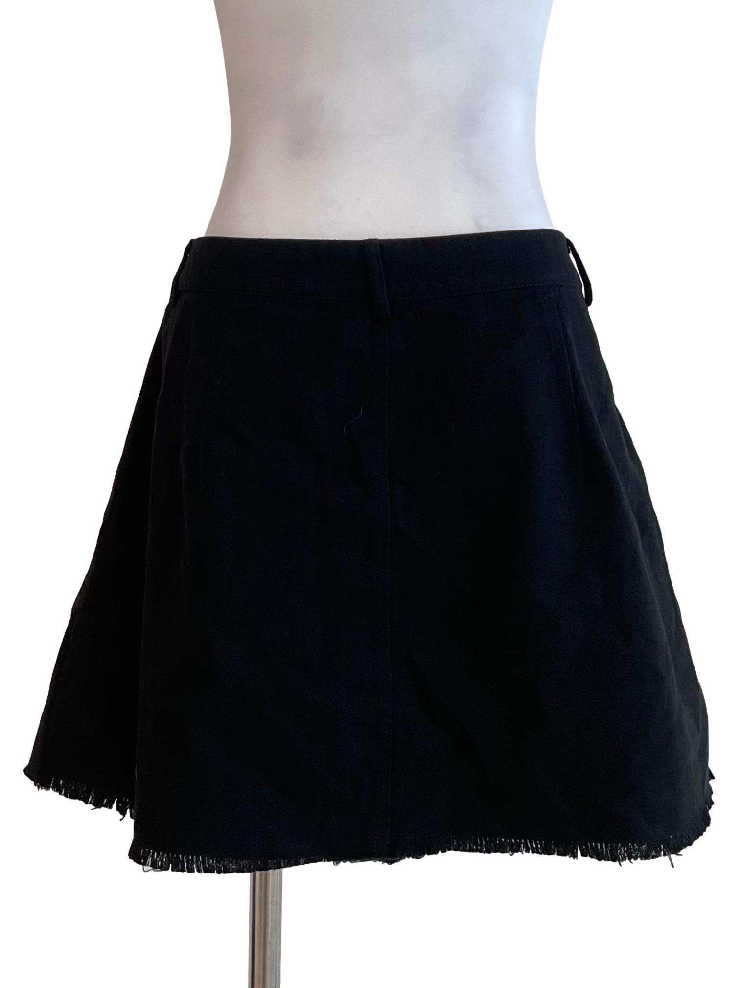 Black Pleated Denim Skirt