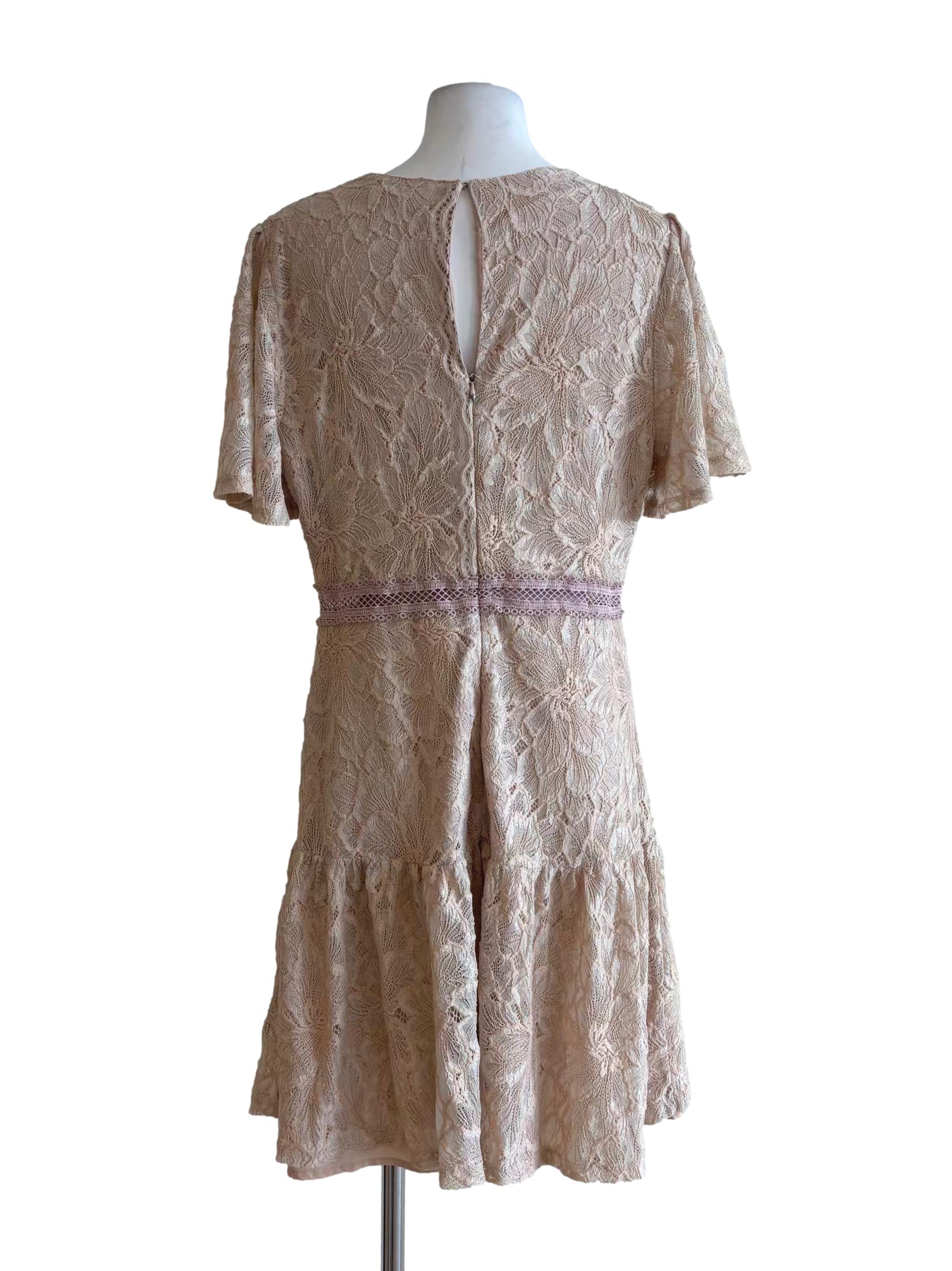 Almond Baby Pink Lace Dress