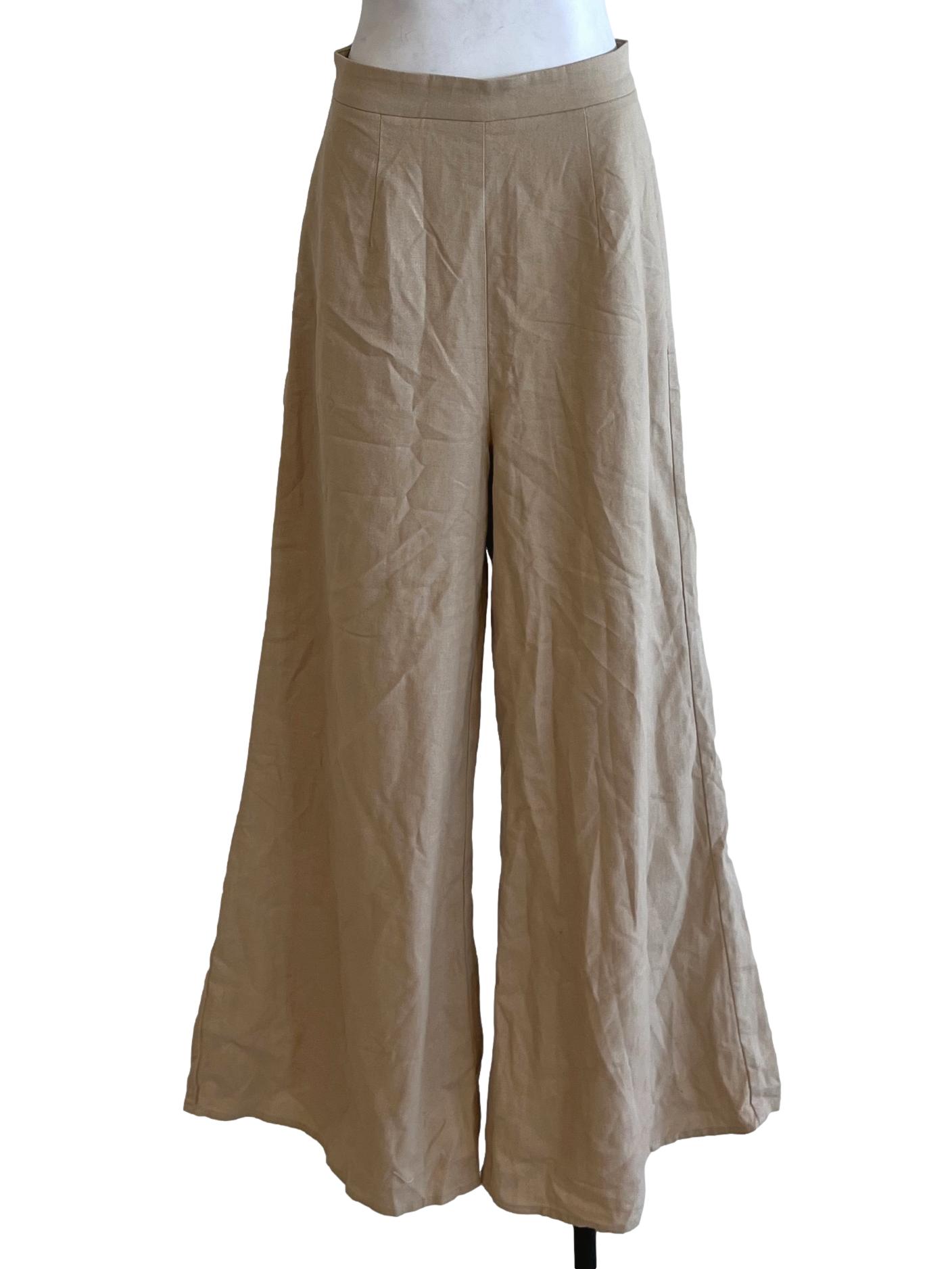 Beige Plain Formal Pants LB
