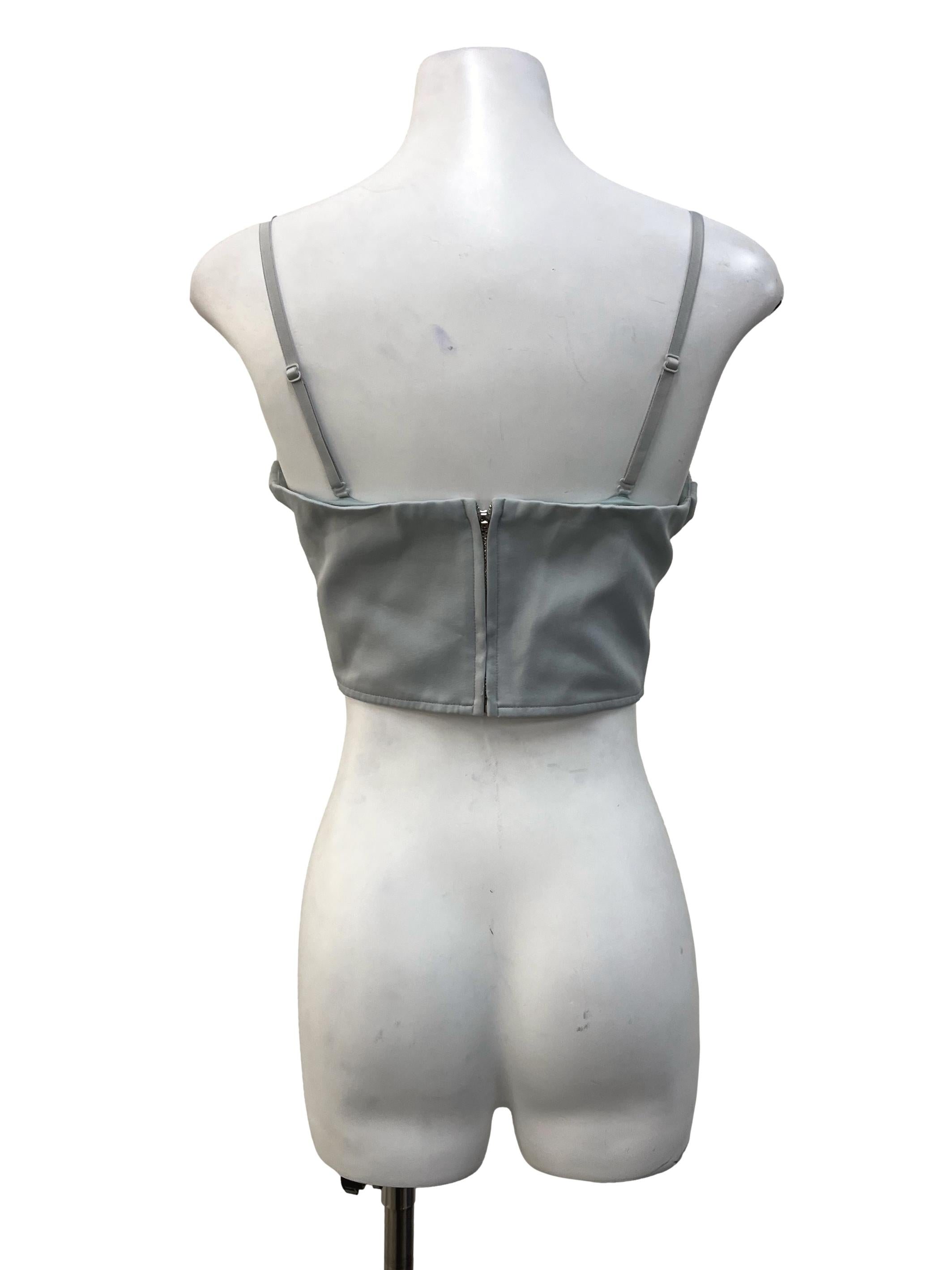 Blue Front Pleats Top