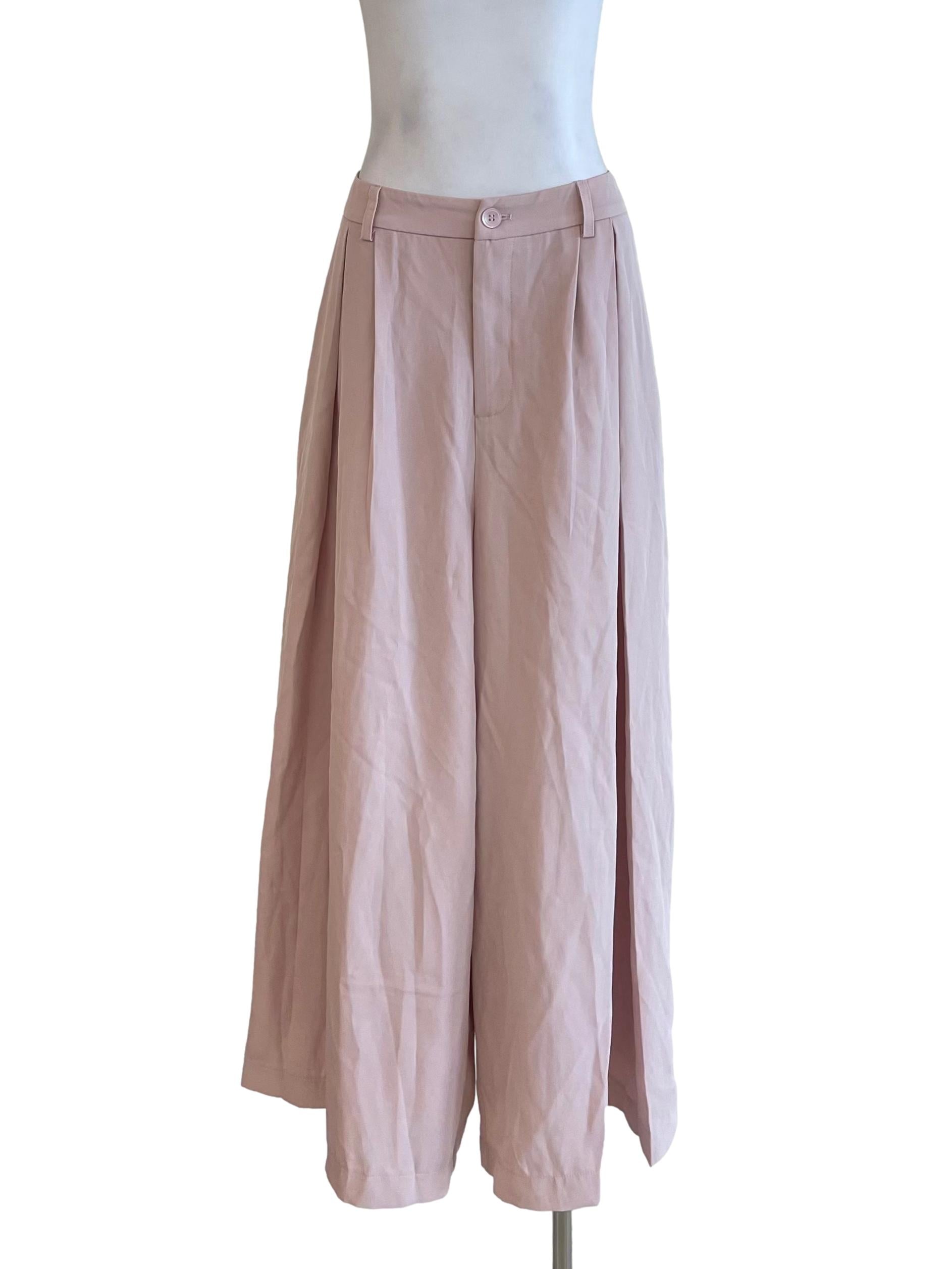 Light Rose Pleated Baggy Pants