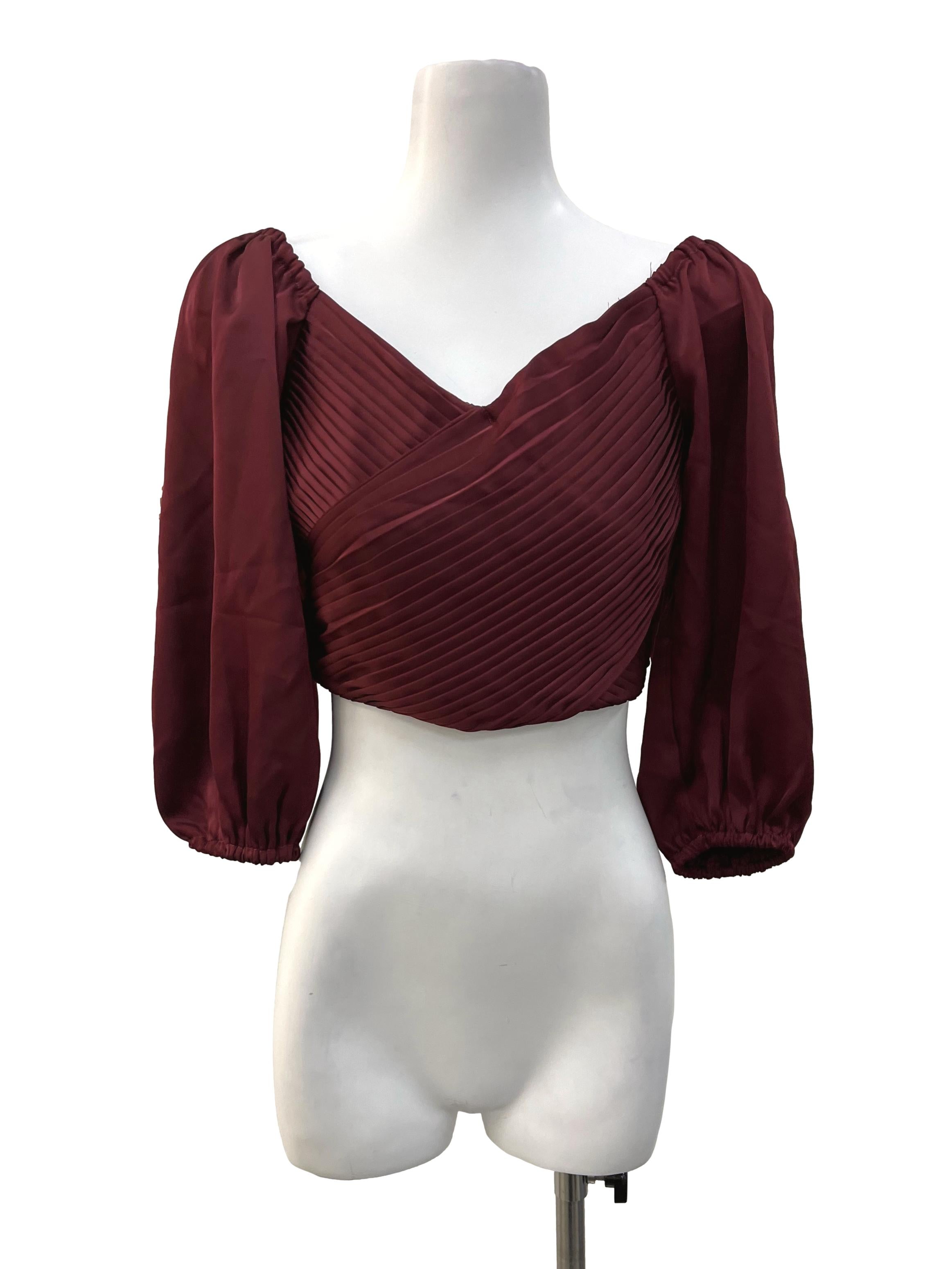 Maroon Pleated Top