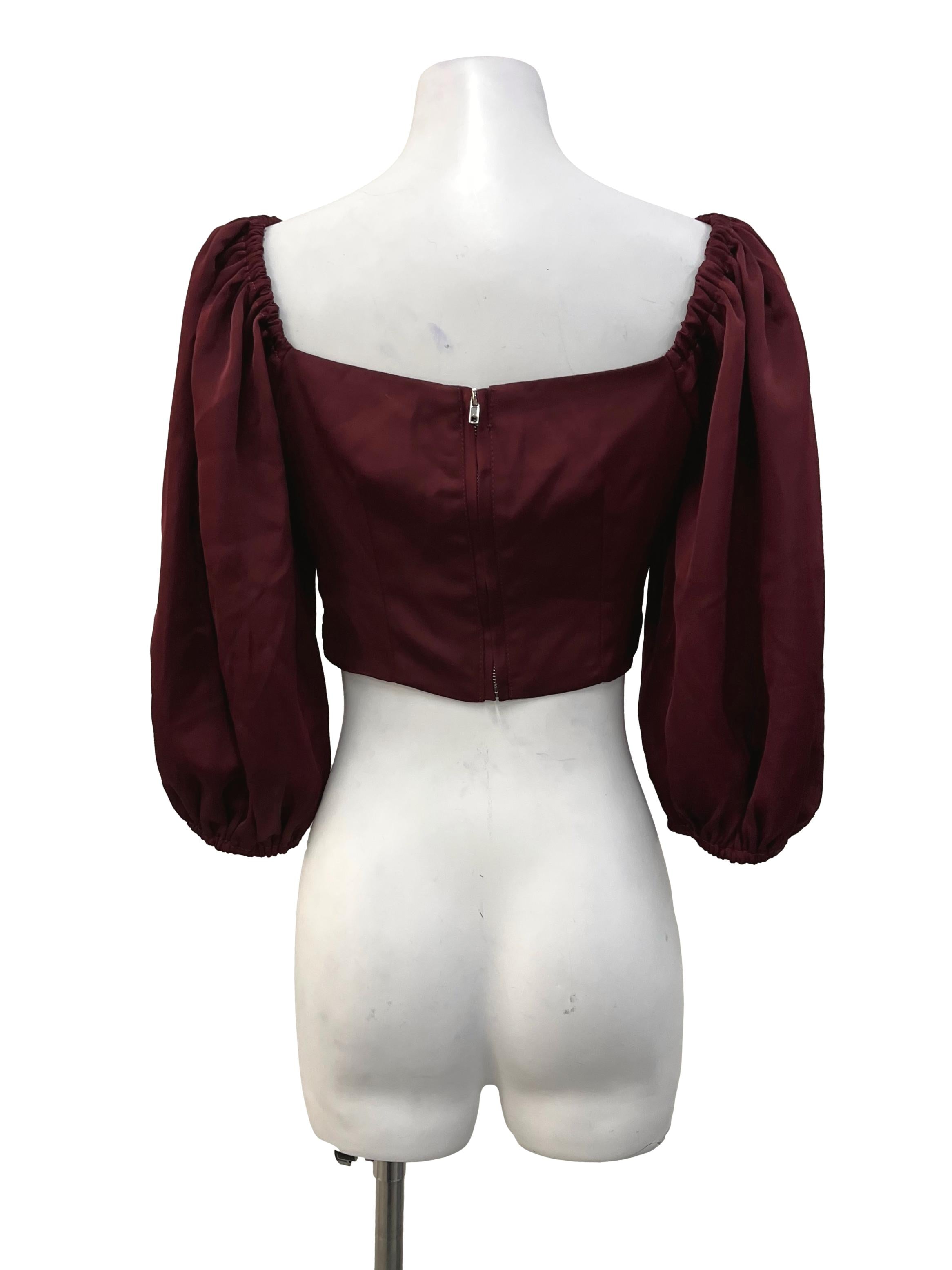 Maroon Pleated Top