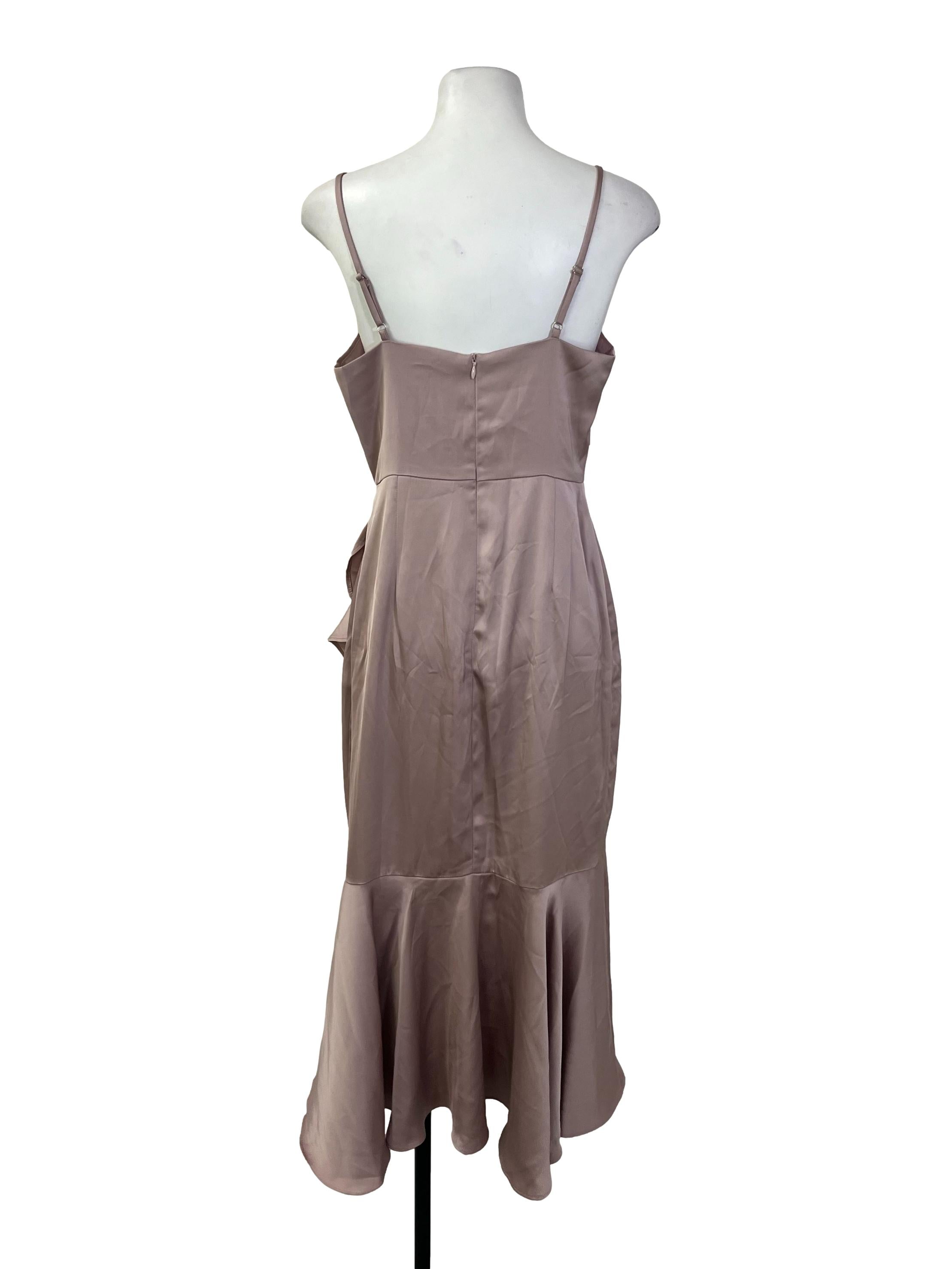 Pink Satin Ruffled Dress