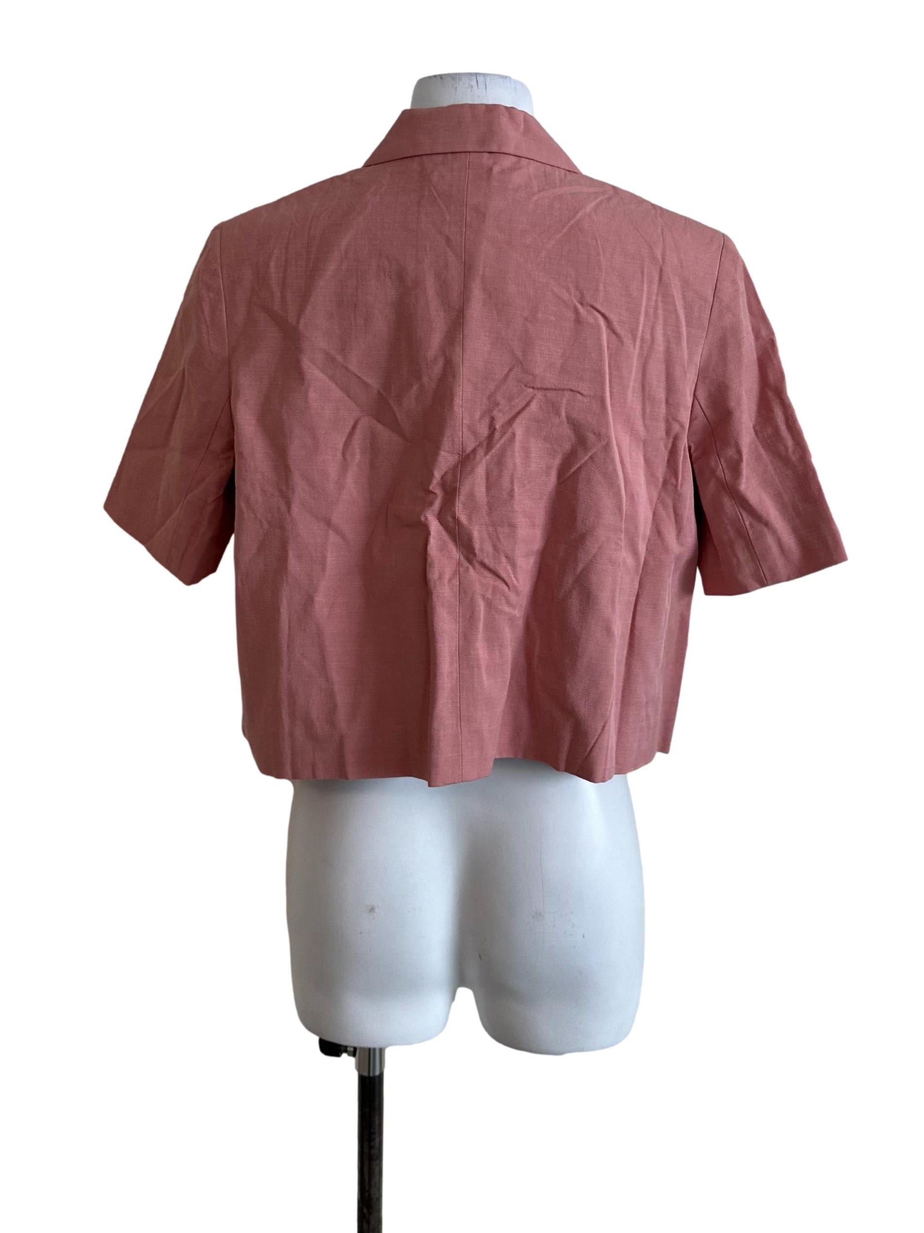 Blush Pink Collar Short Sleeve Blazer