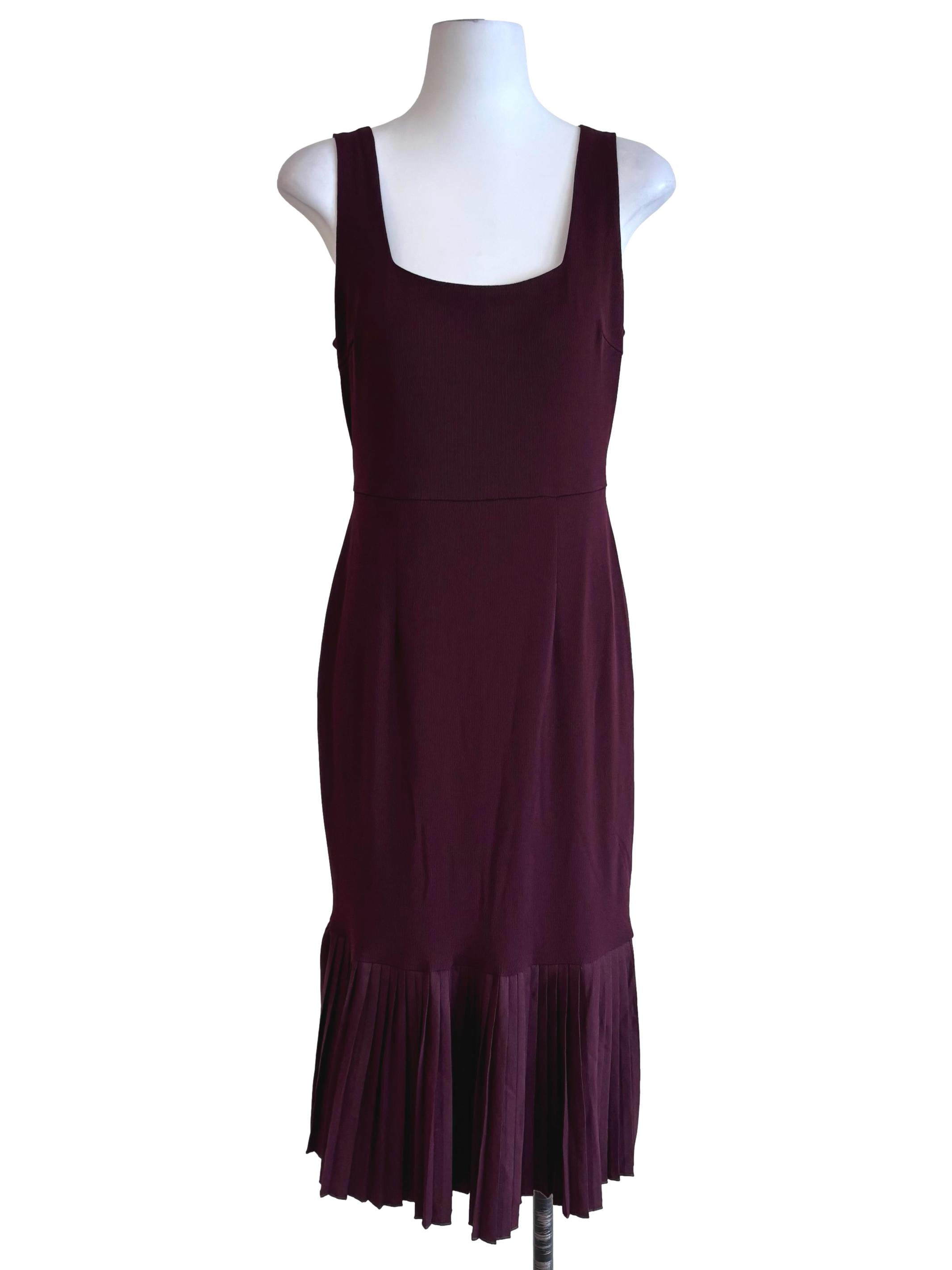 Burgundy Red Square Neck Sheath Dress