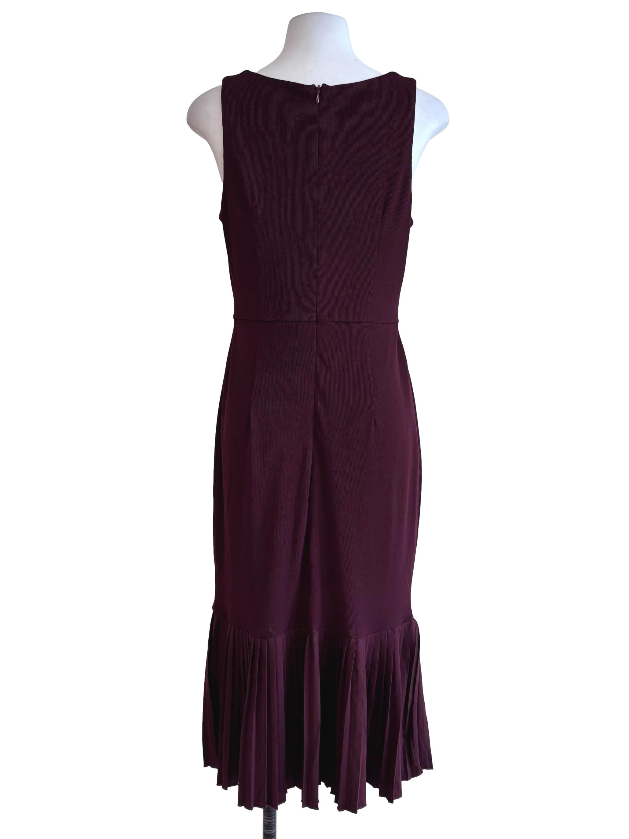 Burgundy Red Square Neck Sheath Dress