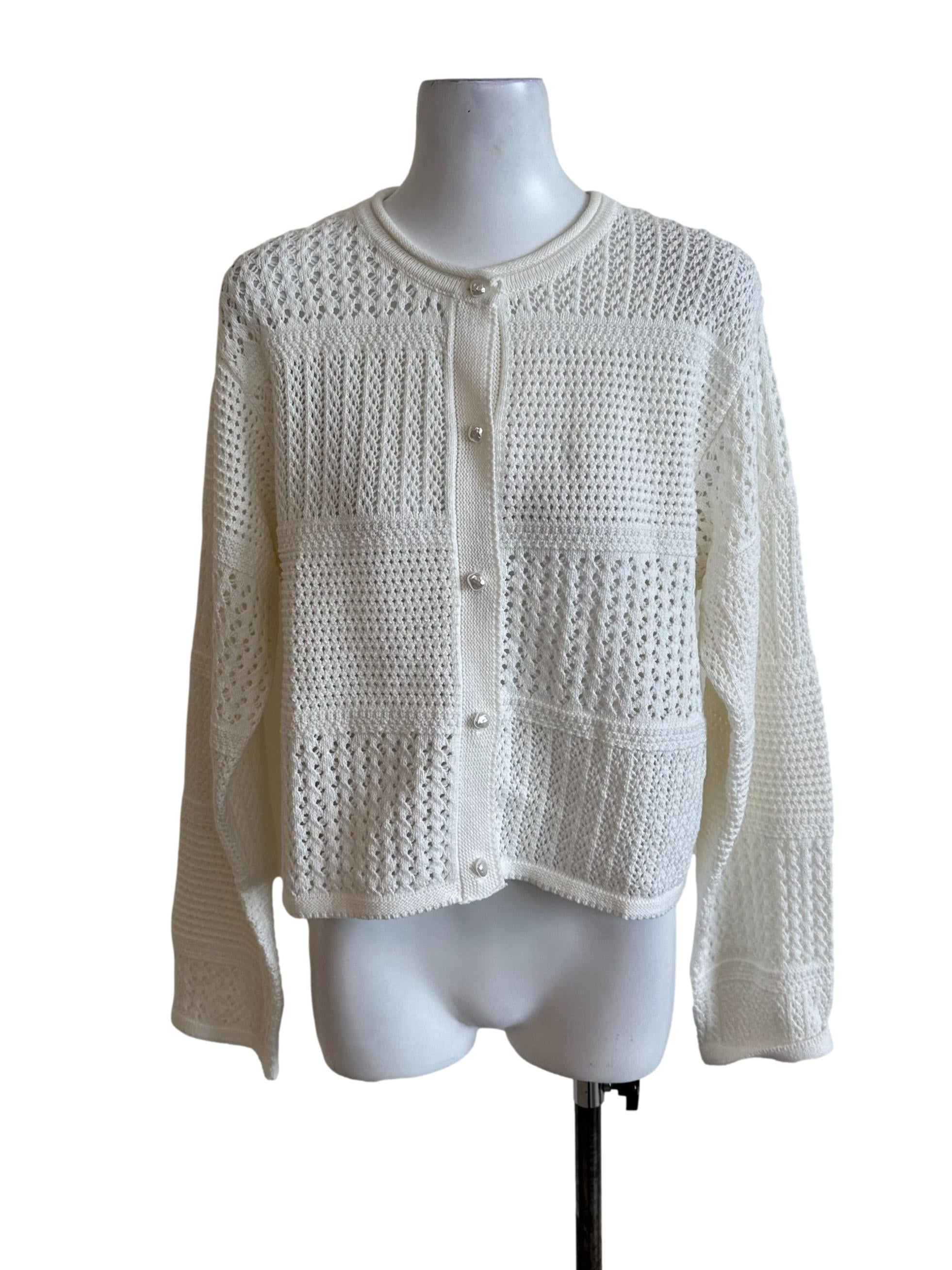 Pearl White Knit Button Cardigan