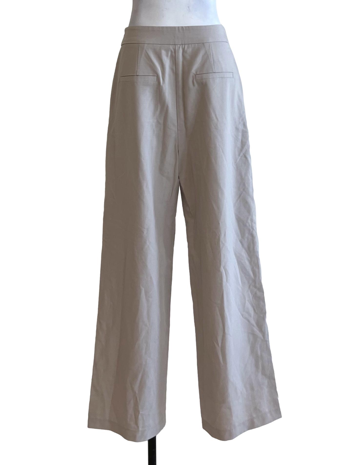 Beige High-Waisted Formal Pants