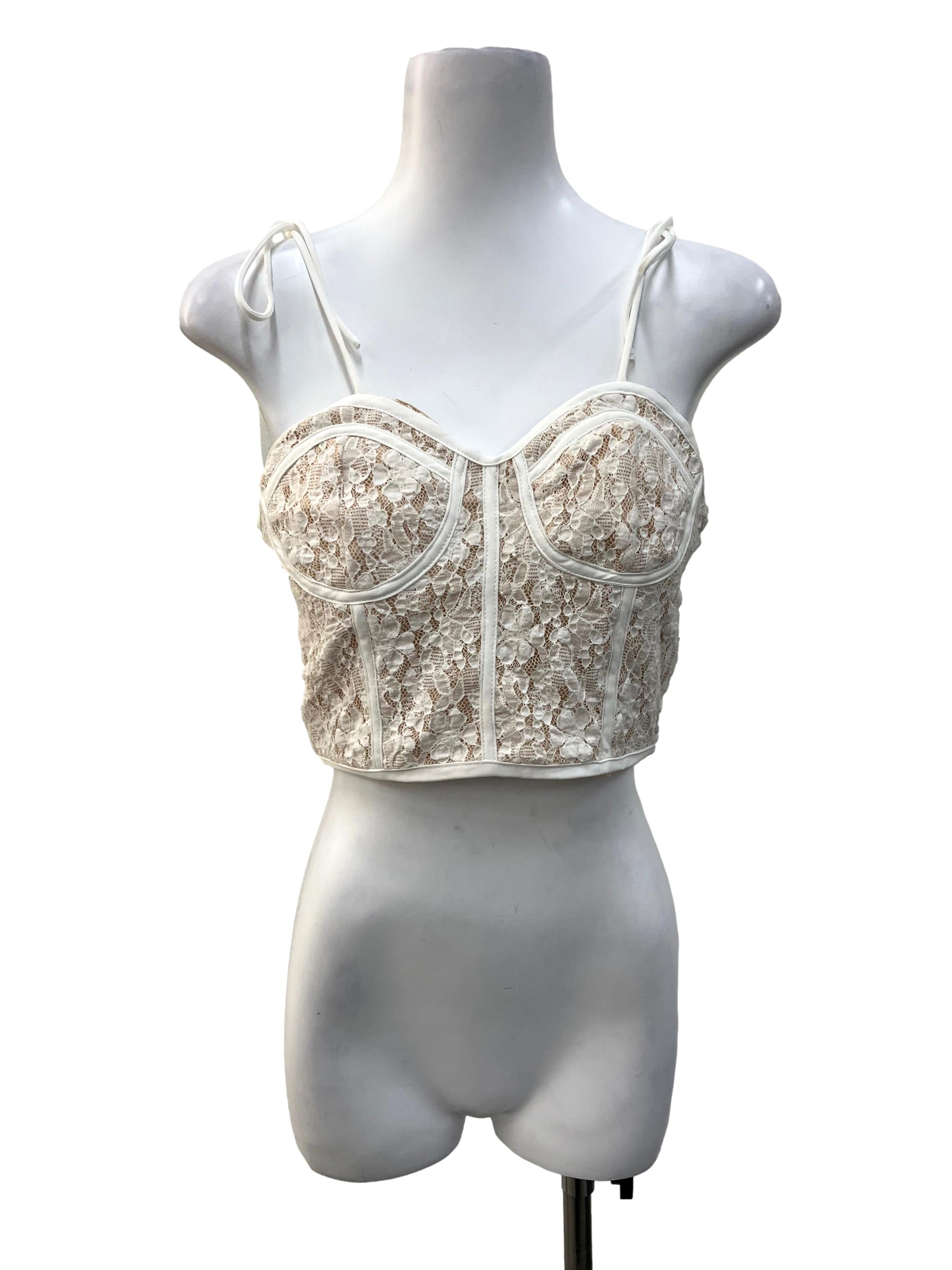 White Laced Bustier Top