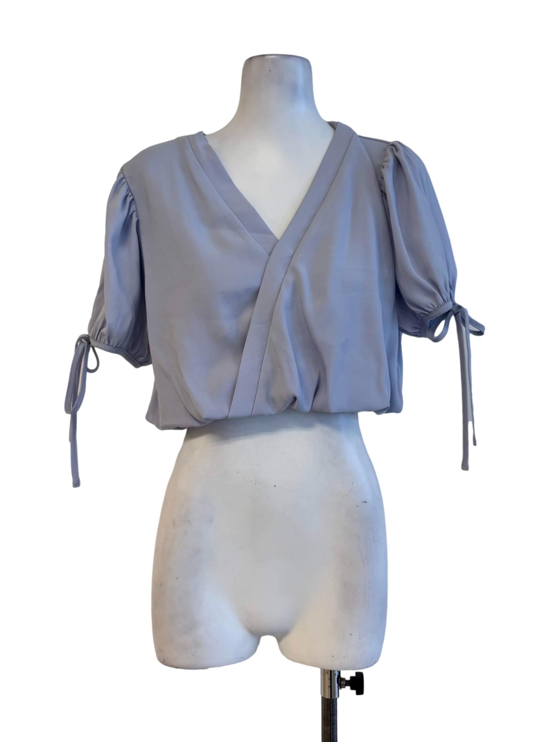 Cloud Blue V Neck Blouse