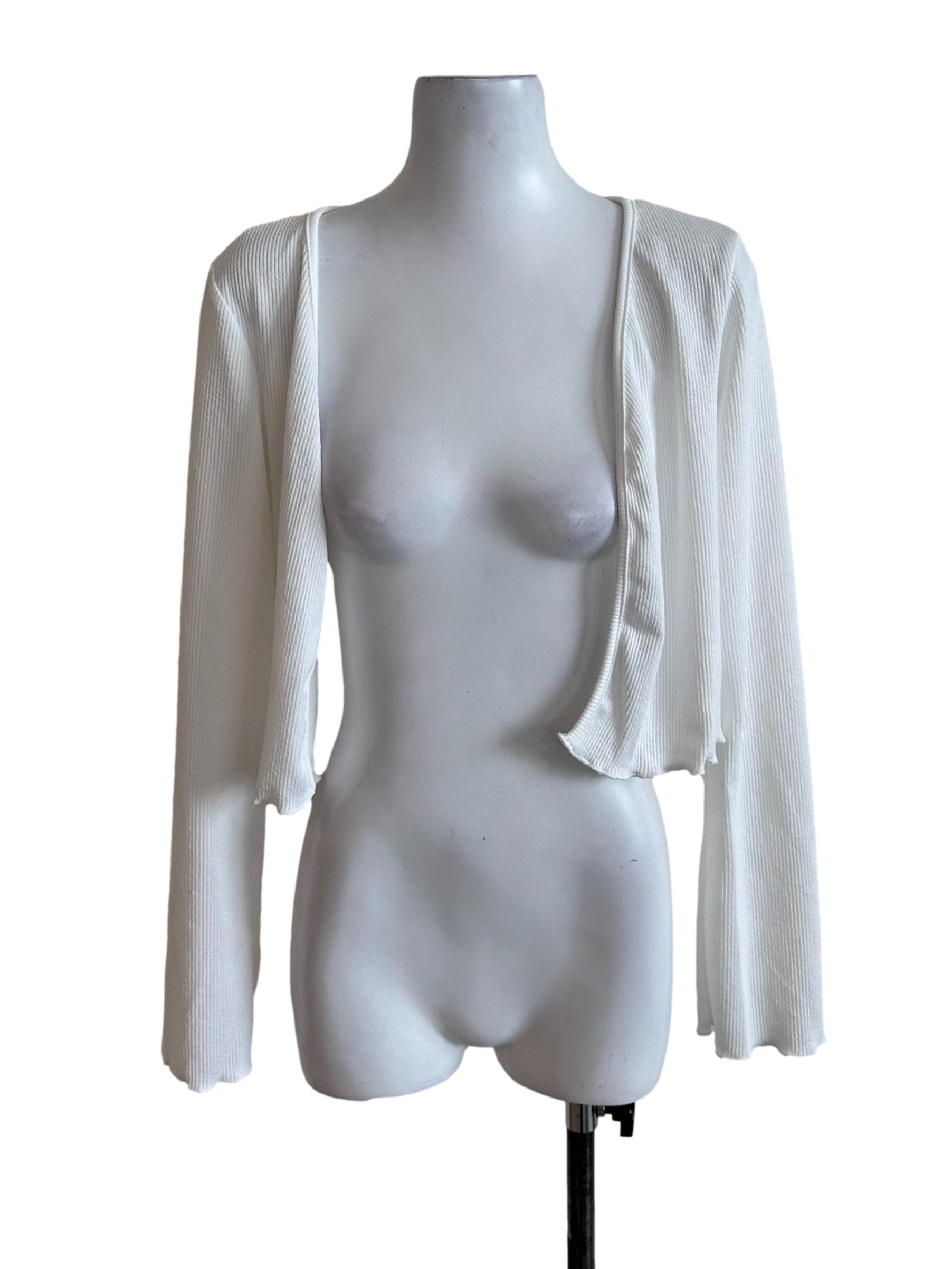 Off White Knit Front Open Cardigan