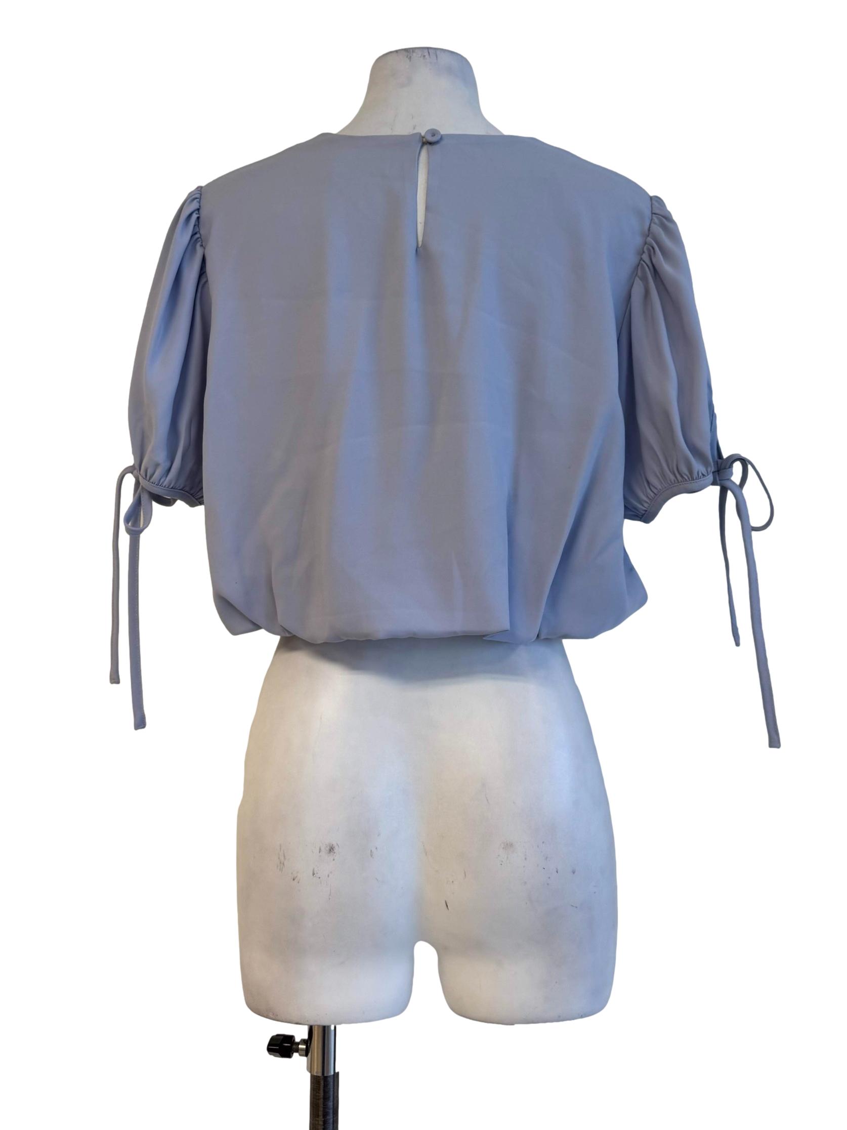 Cloud Blue V Neck Blouse