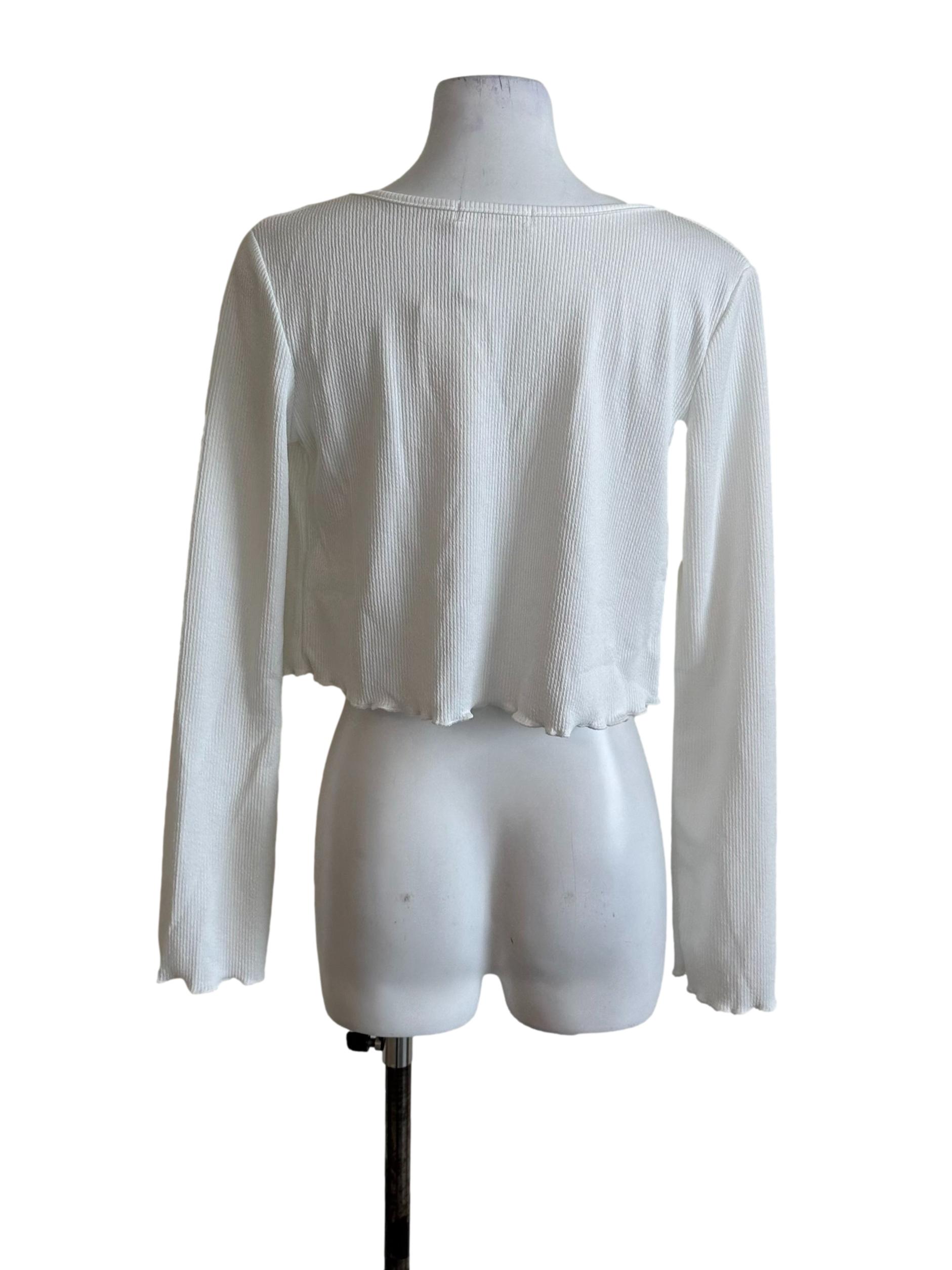 Off White Knit Front Open Cardigan