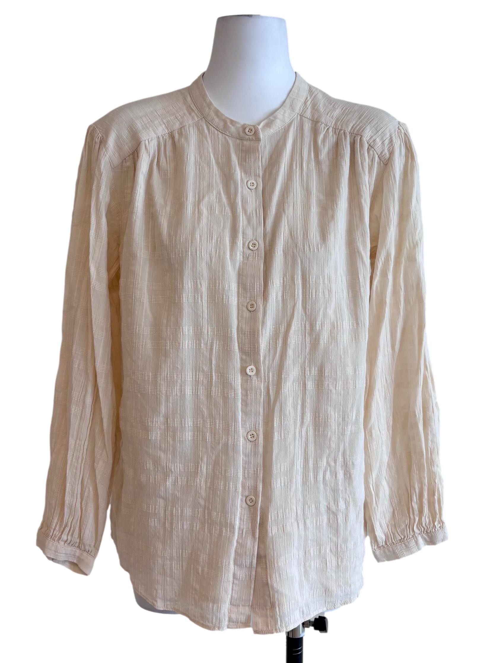 Cream White Button Front Blouse