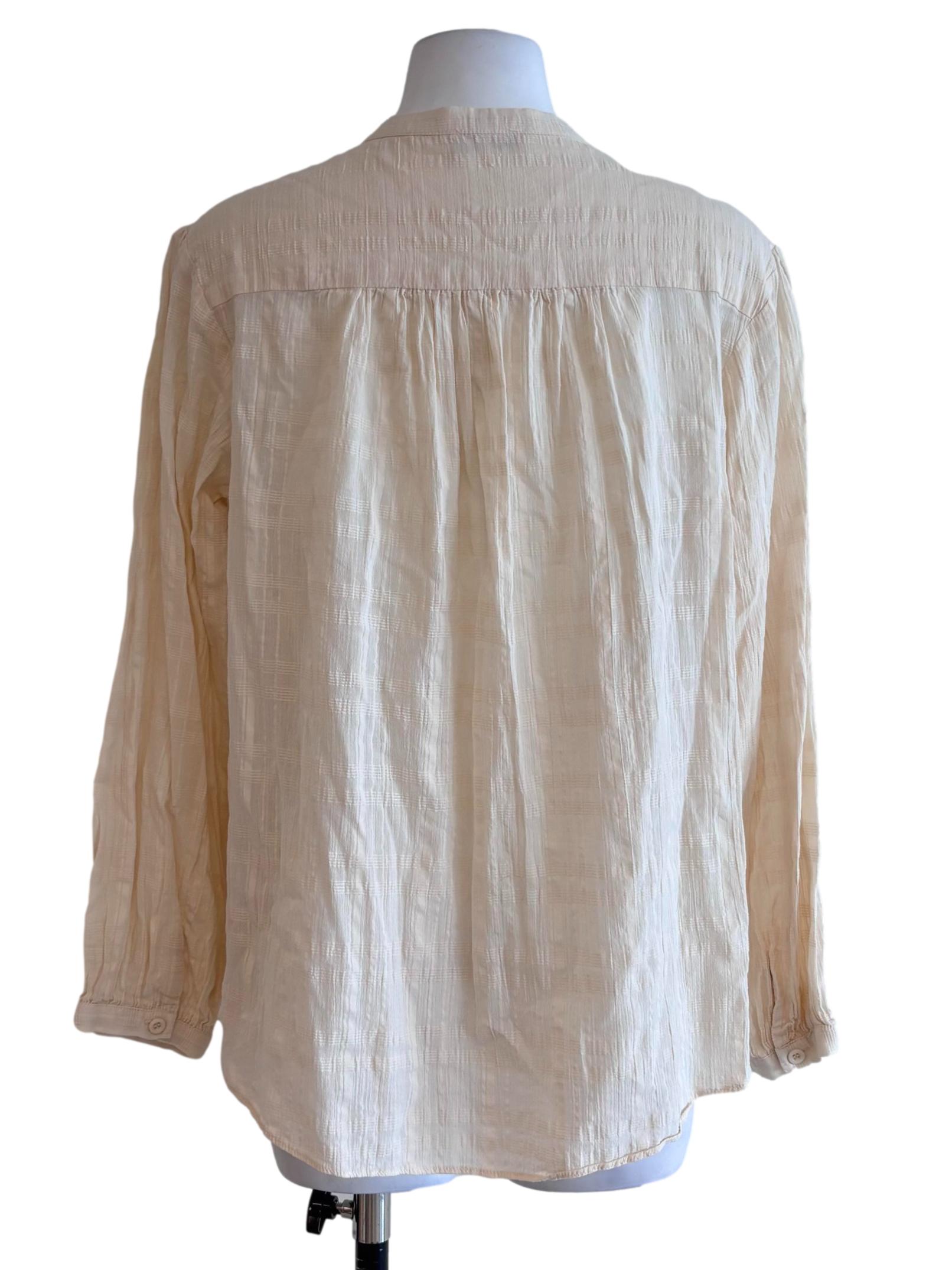Cream White Button Front Blouse