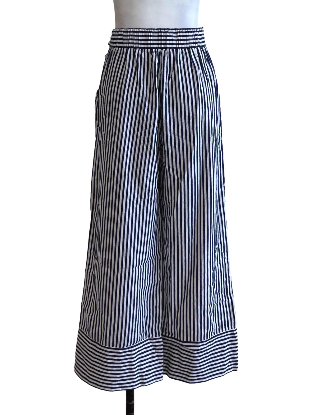 White Bengal Stripe Wide Leg Pants TEM