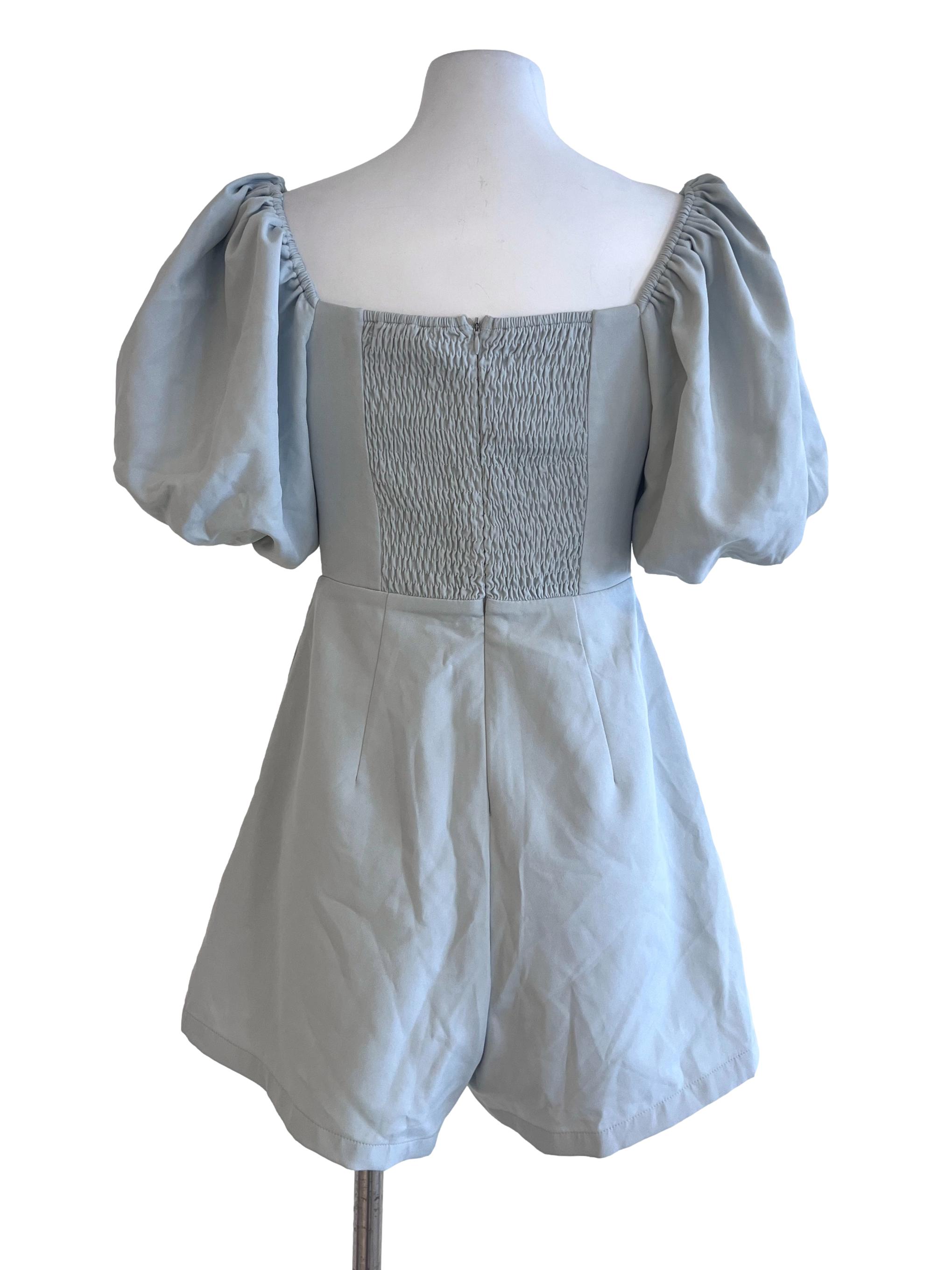 Pistachio Green Puff Sleeve Rompers