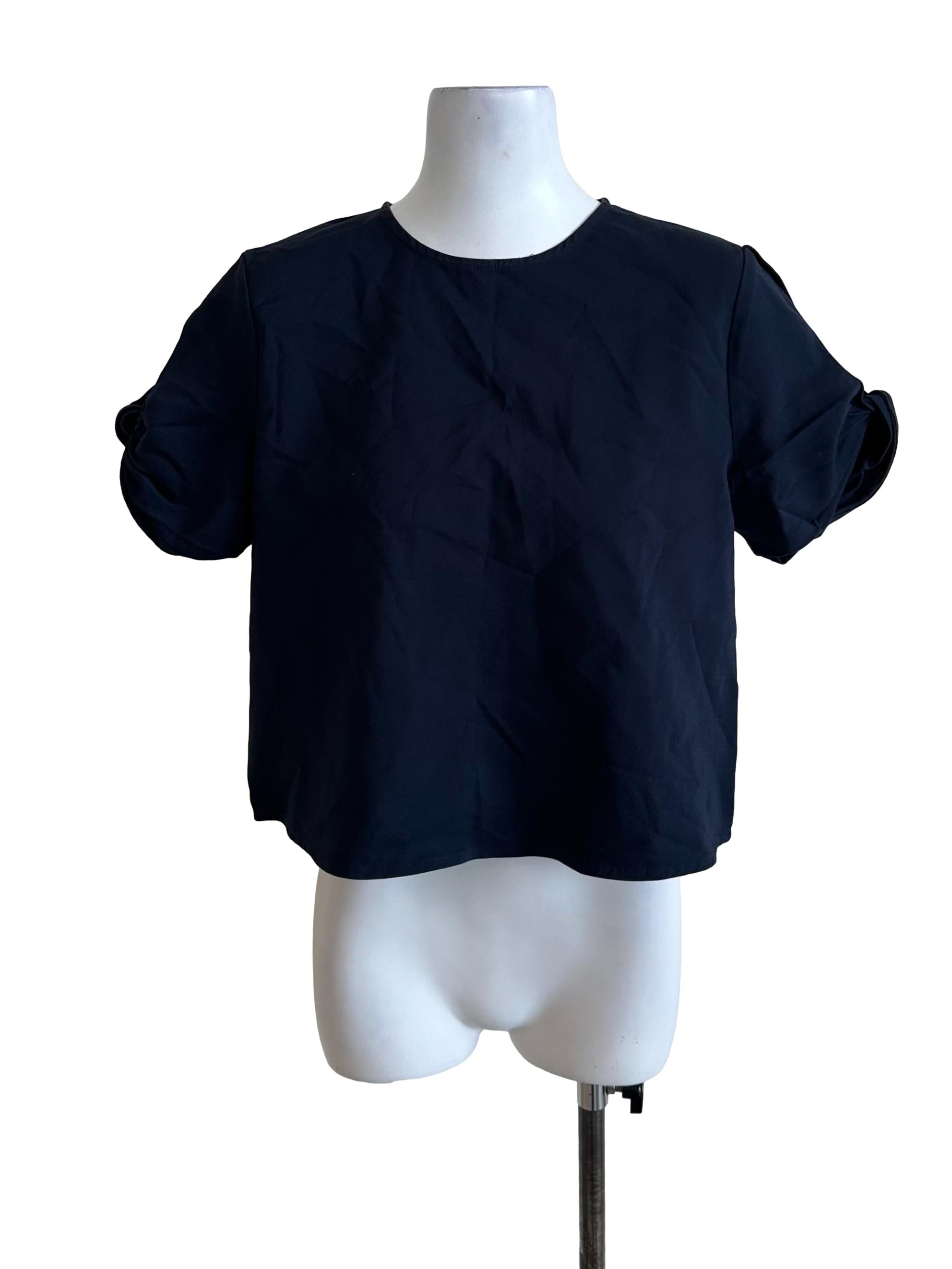 Navy Blue Round Neck Blouse