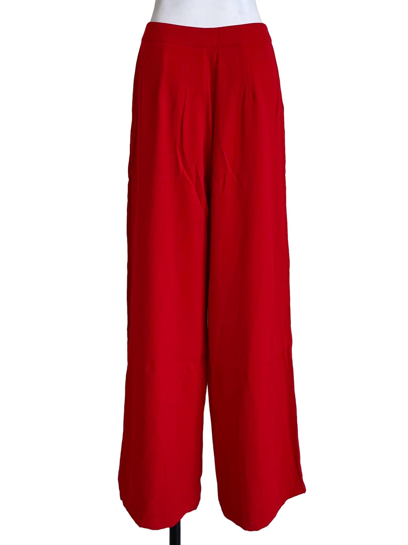 Candy Red Casual Wide Leg Pants