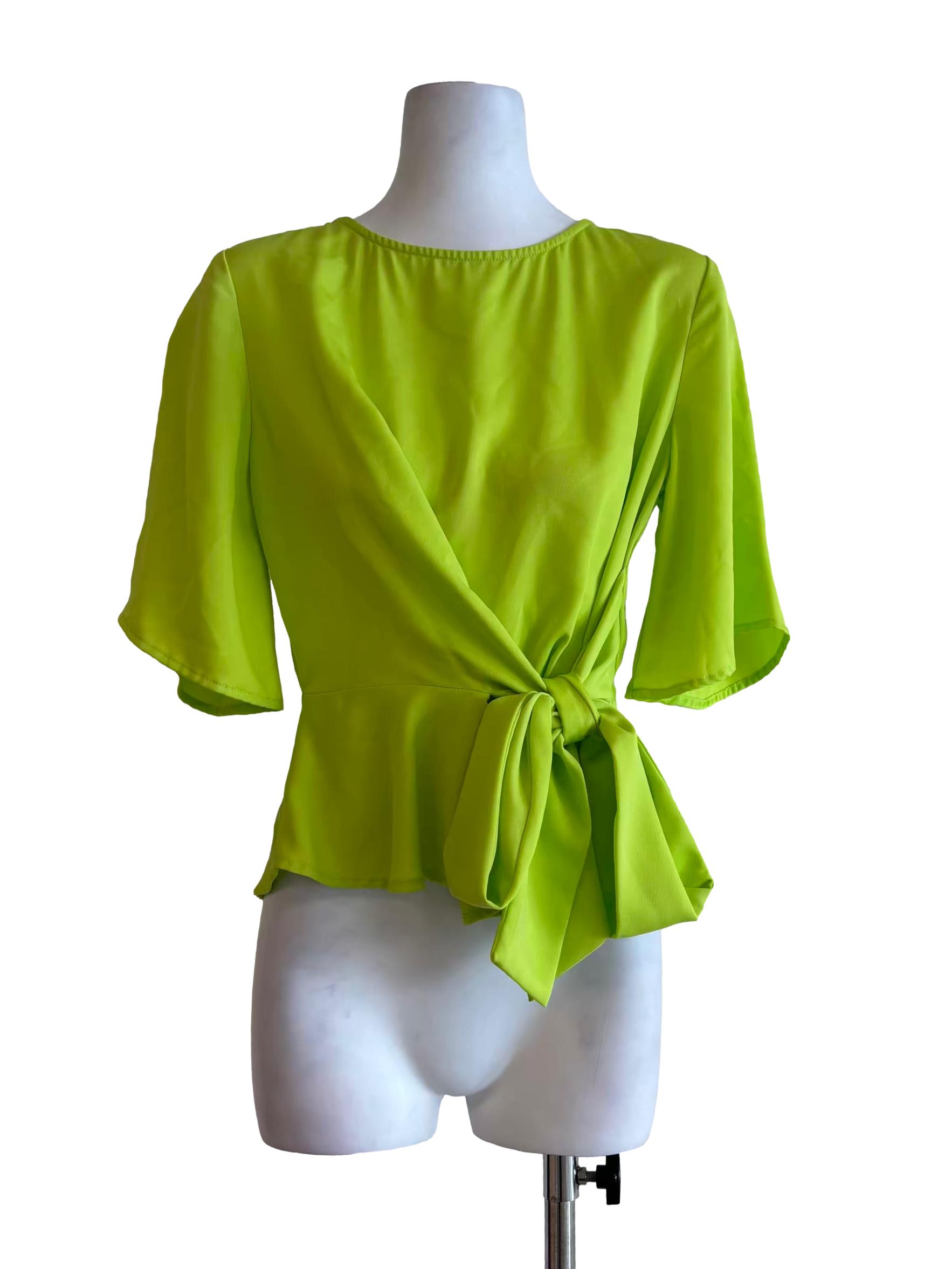 Neon Green Backless Peplum Top
