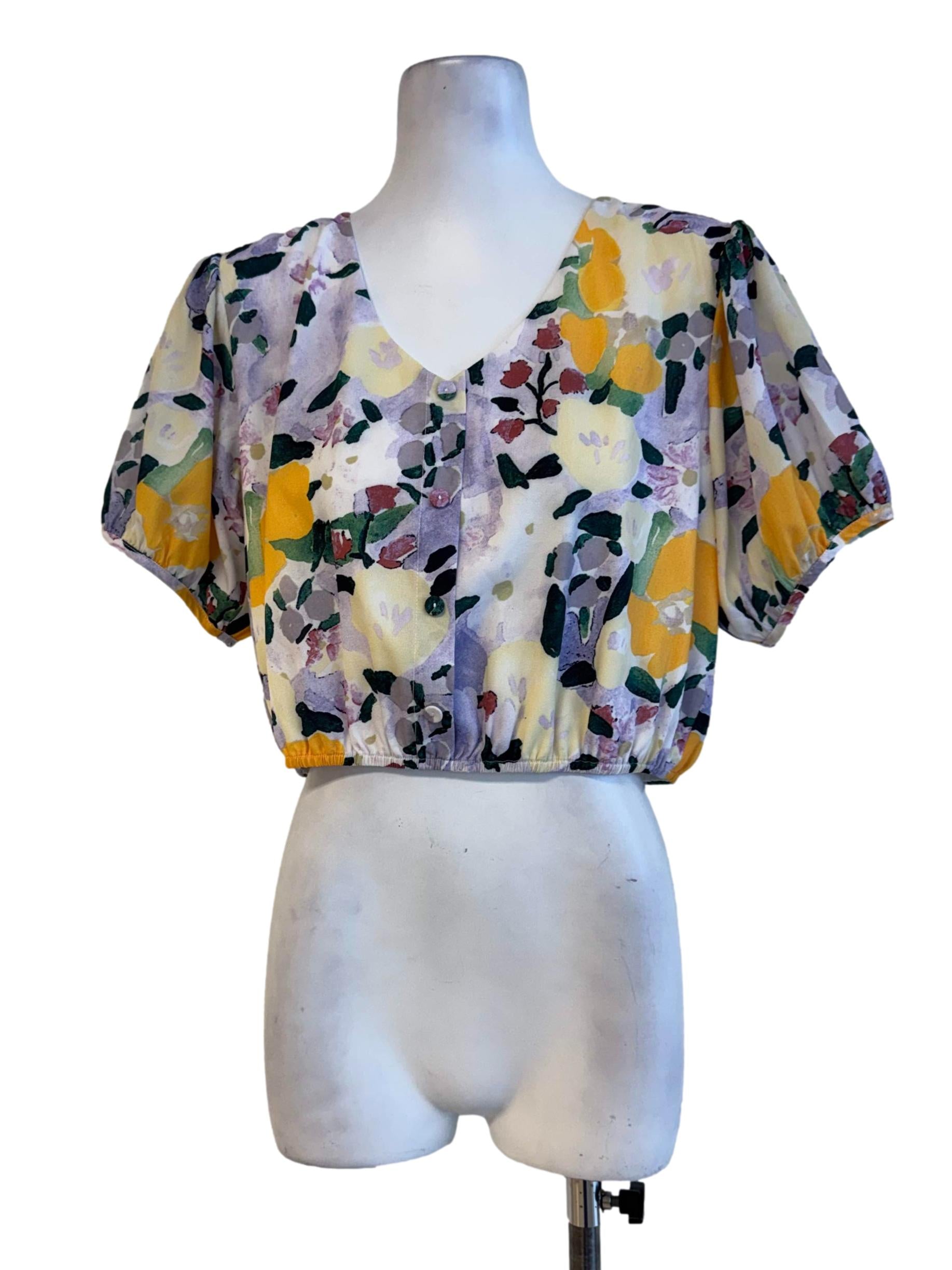 Multi-Color Balloon Sleeve Top