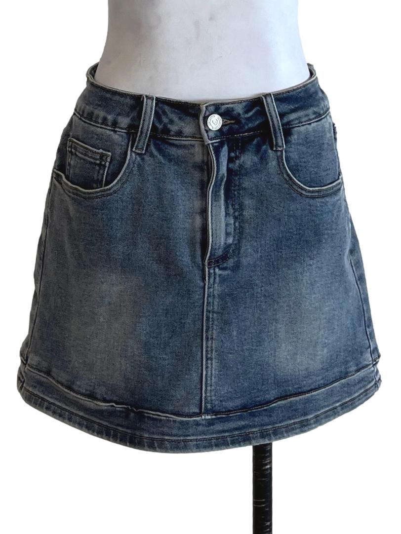 Blue Denim High-Waisted Skirt