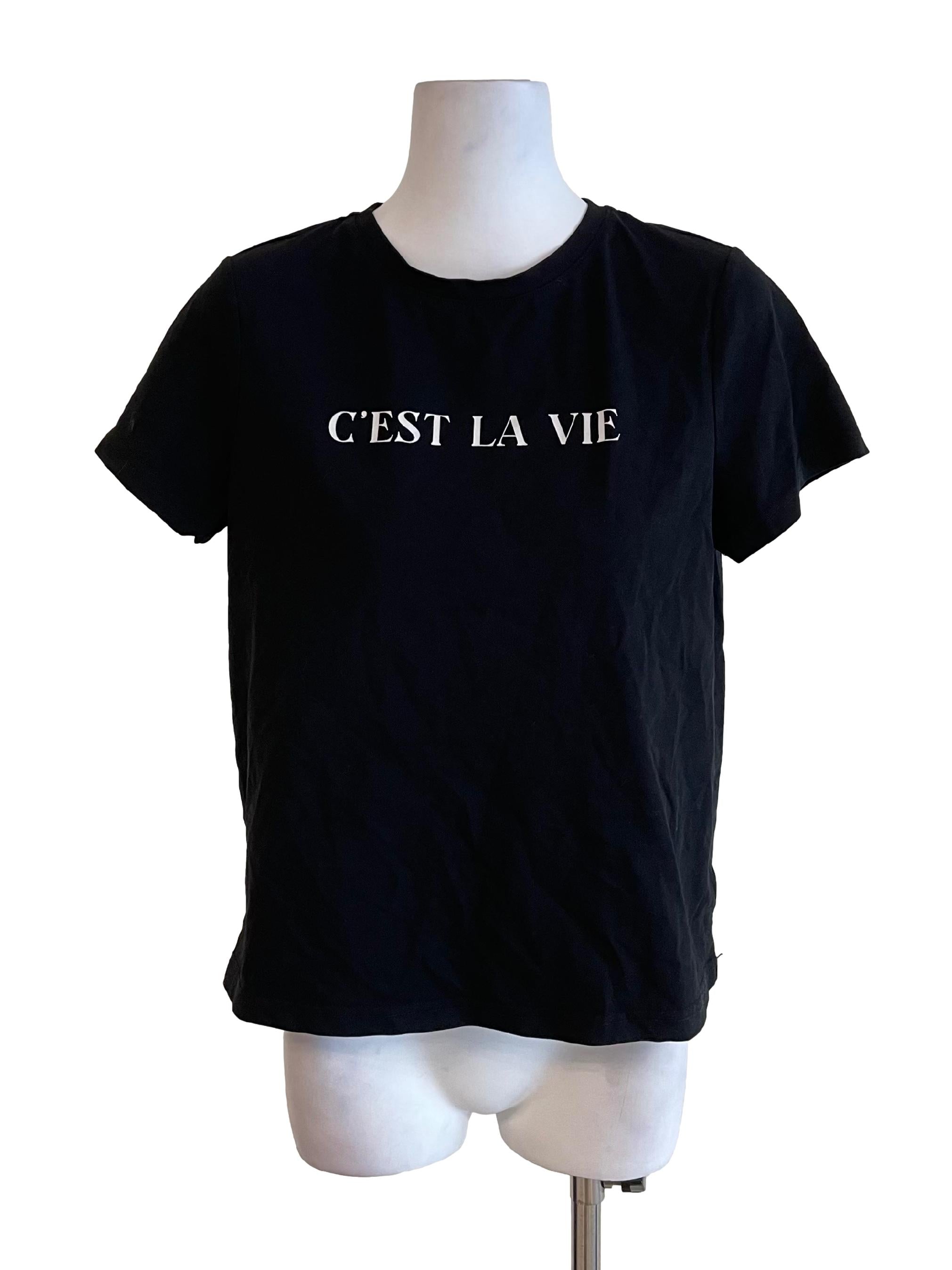 Black Text Print Skinny Tee