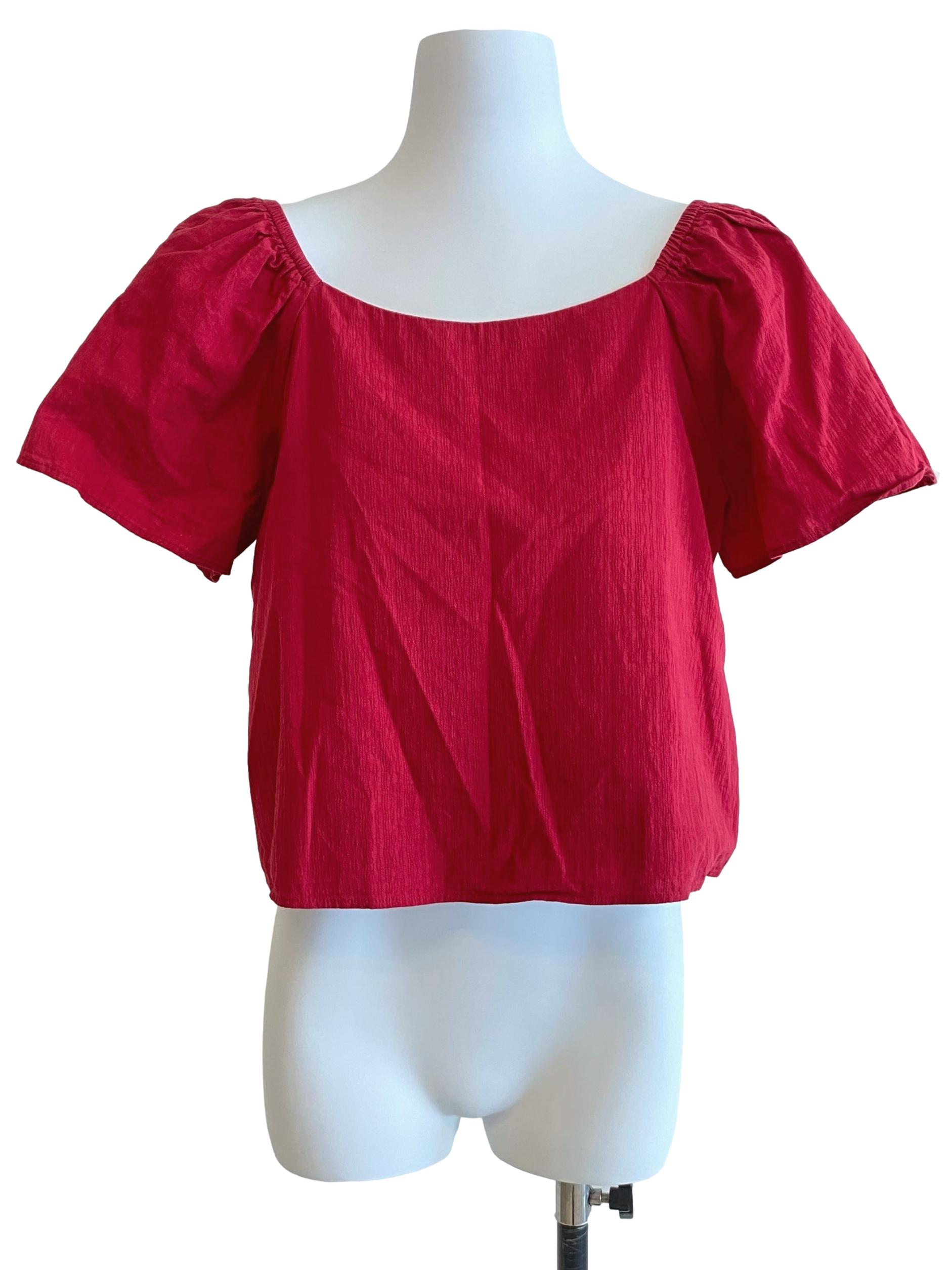Candy Red Puff Top
