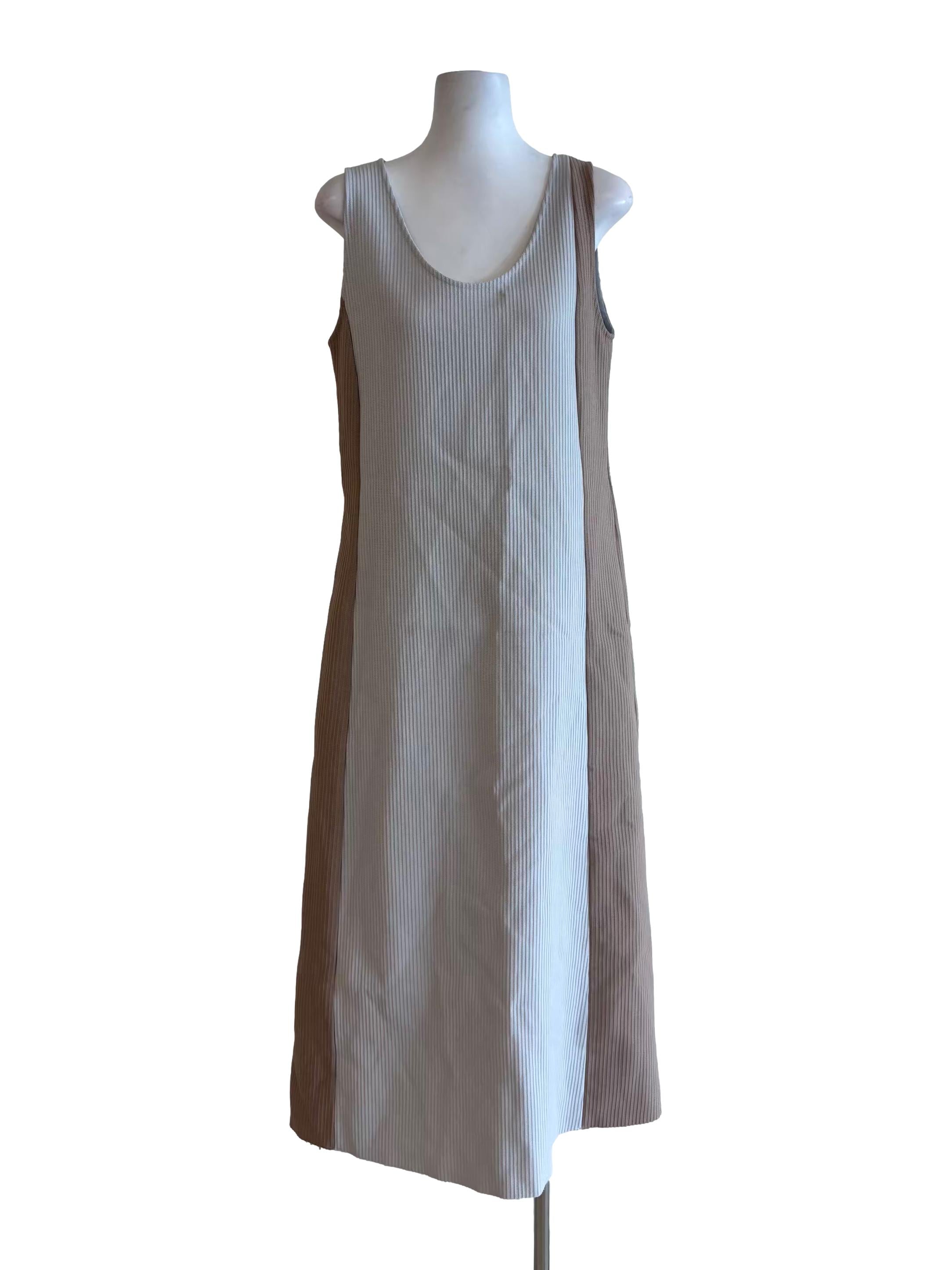 Grey Khaki Brown Sleeveless Shift Dress