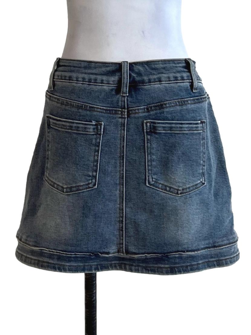 Blue Denim High-Waisted Skirt