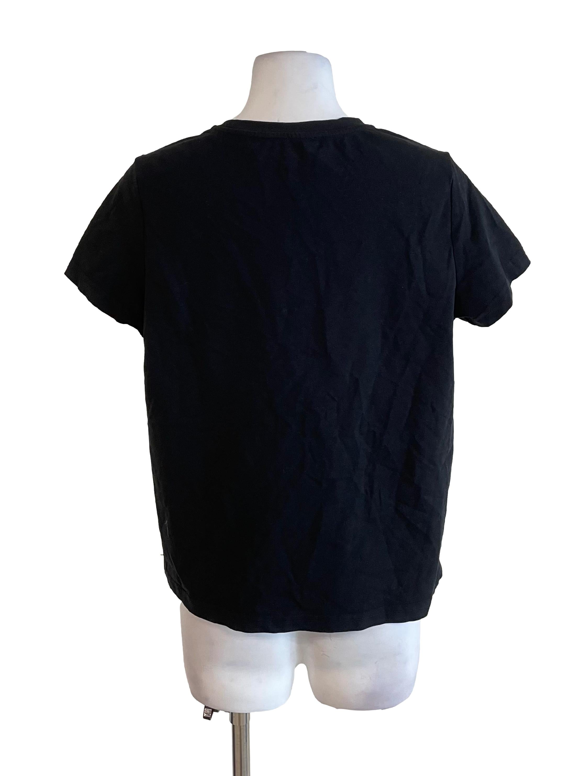 Black Text Print Skinny Tee