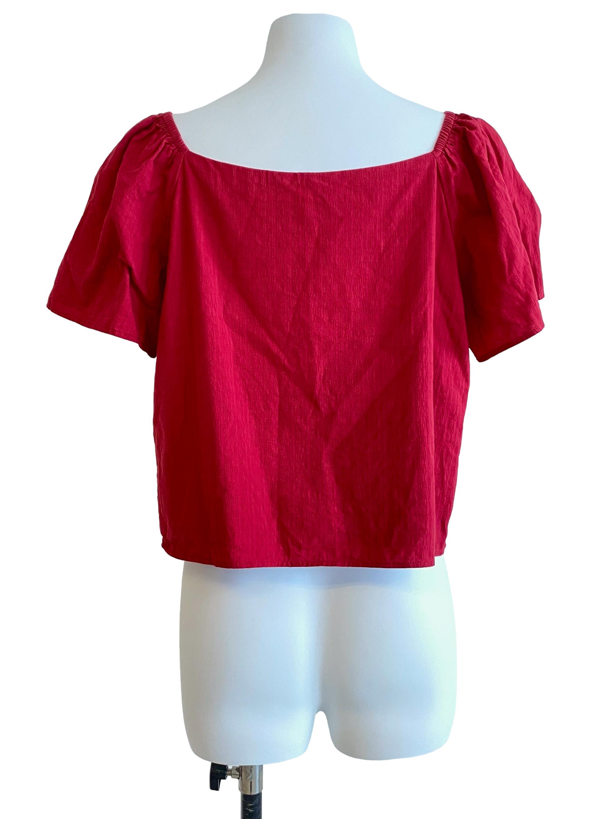 Candy Red Puff Top