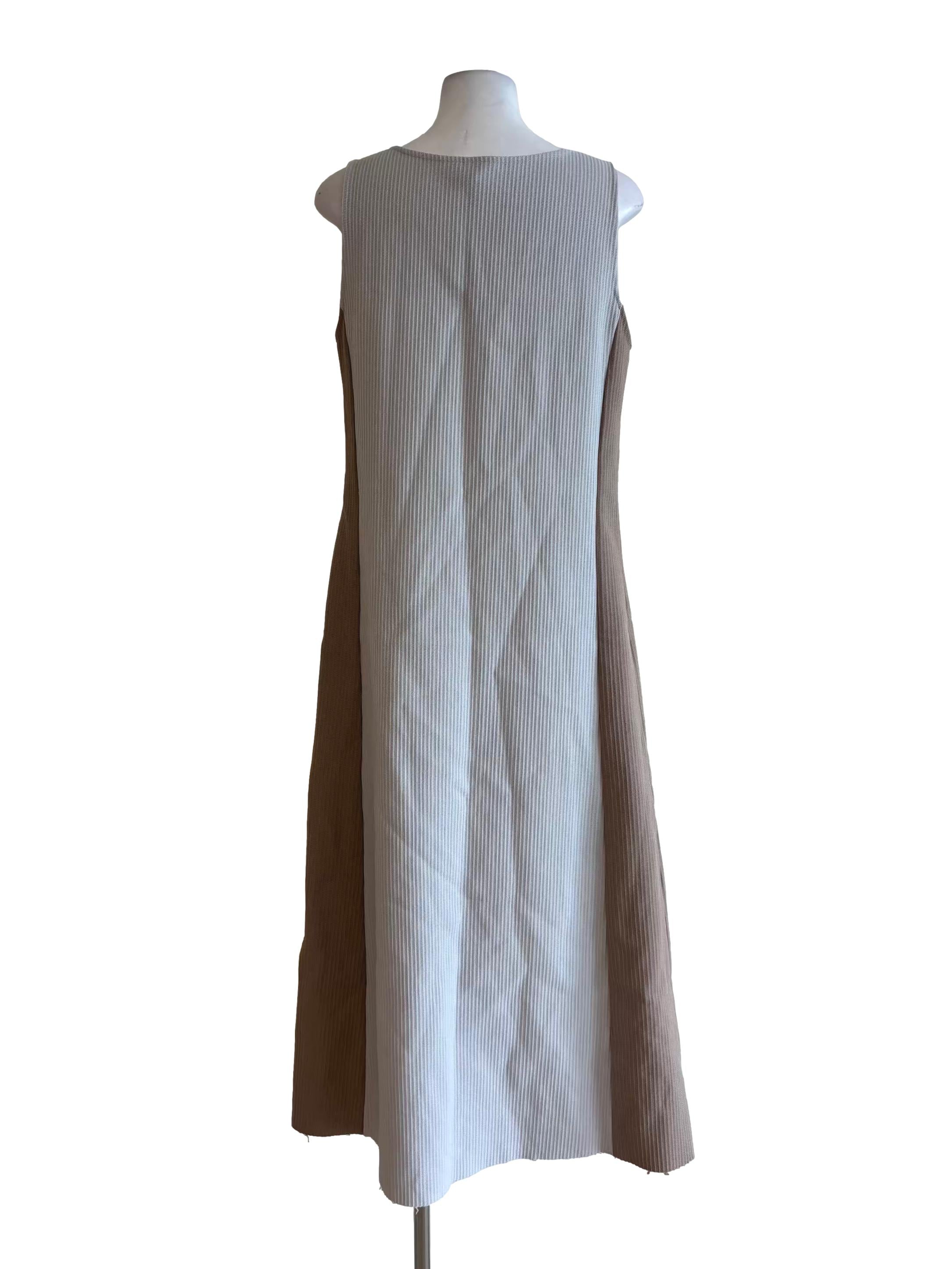 Grey Khaki Brown Sleeveless Shift Dress