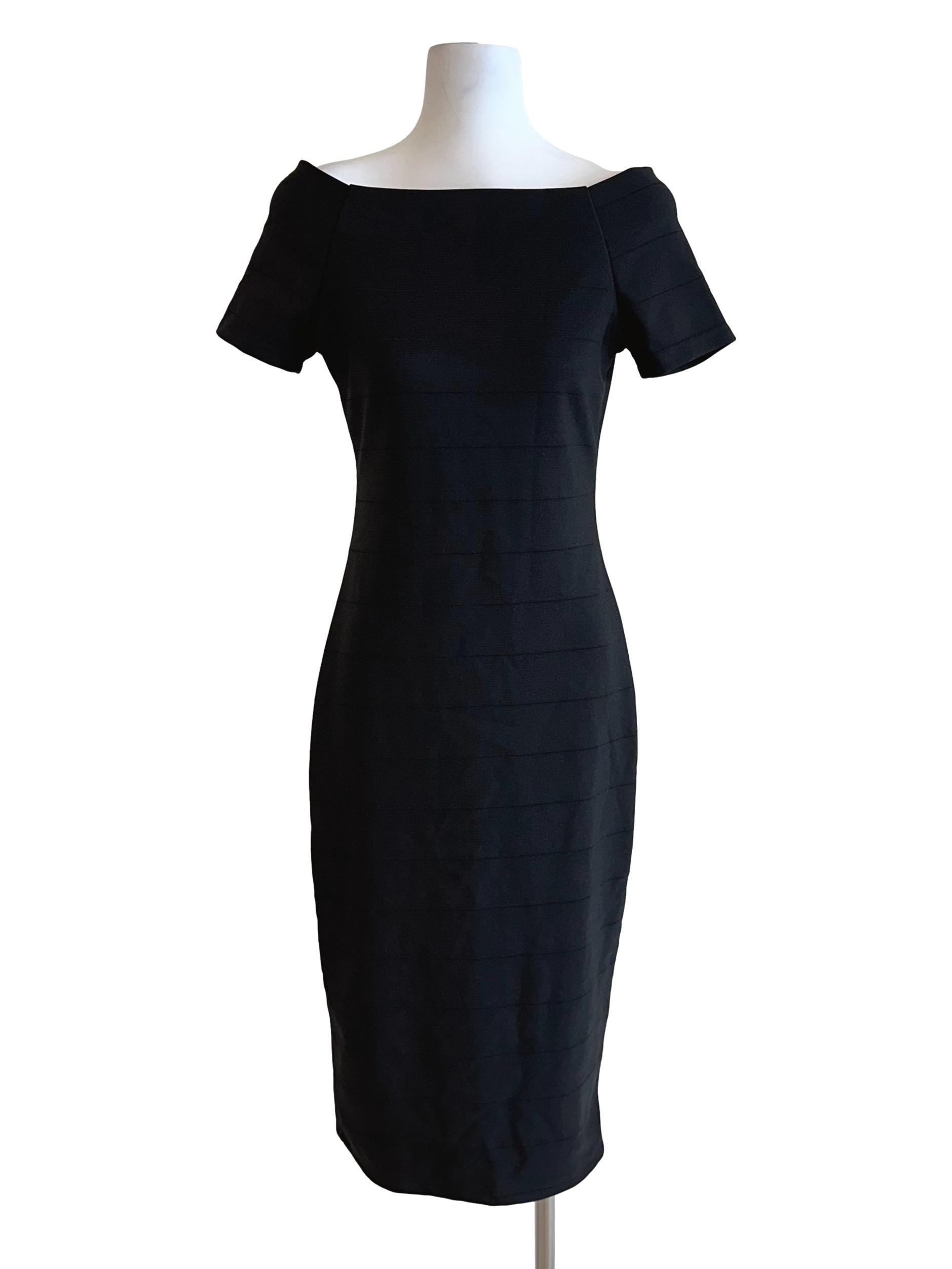 Sable Black Textured Off Shoulder Dress