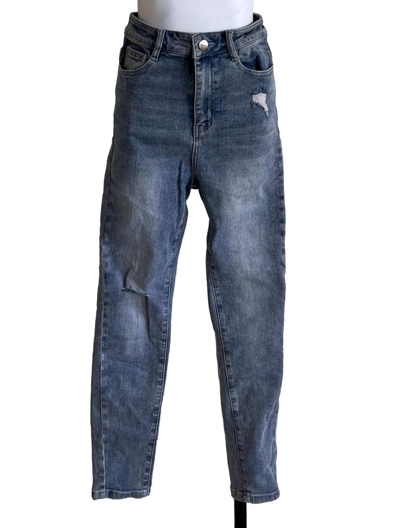 Stone Blue Ripped Skinny Jeans