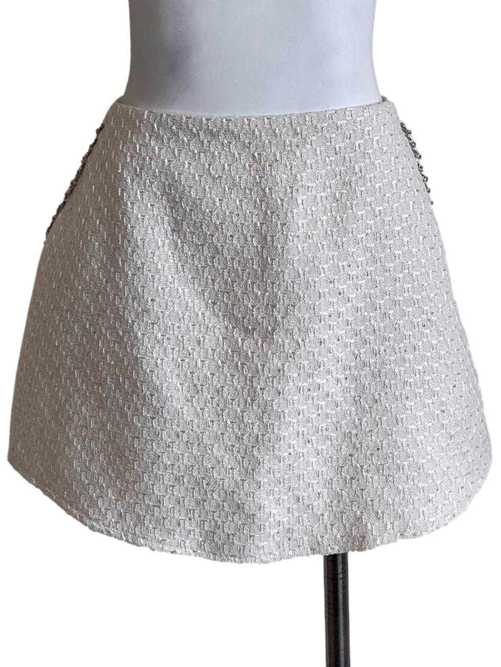 Cream White Tweed Skirt