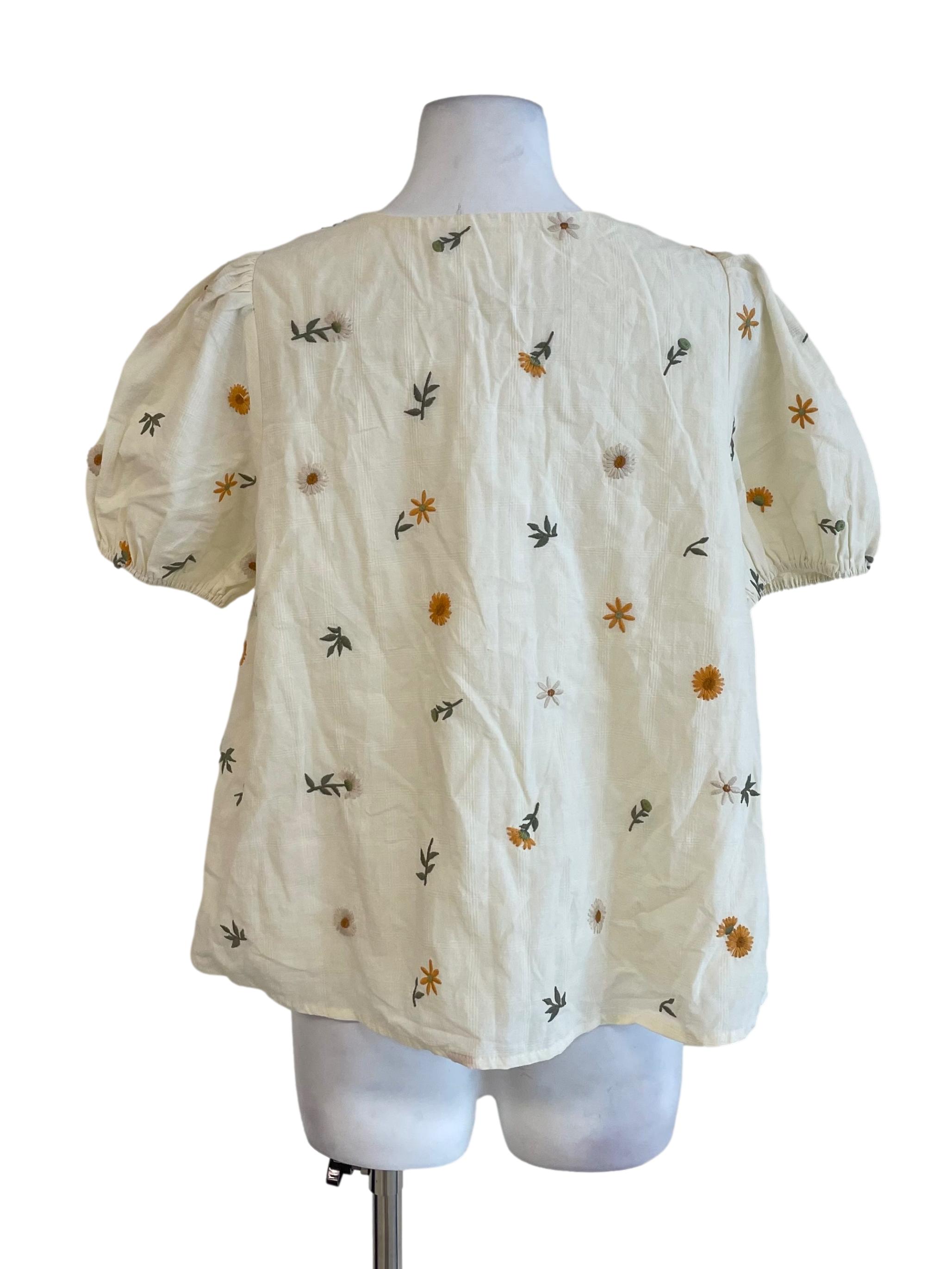 Buttermilk Floral Puff Sleeves Top
