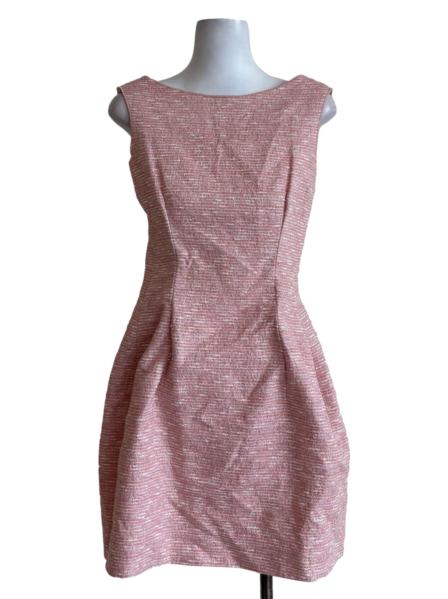 Watermelon Pink Tweed Sheath Dress