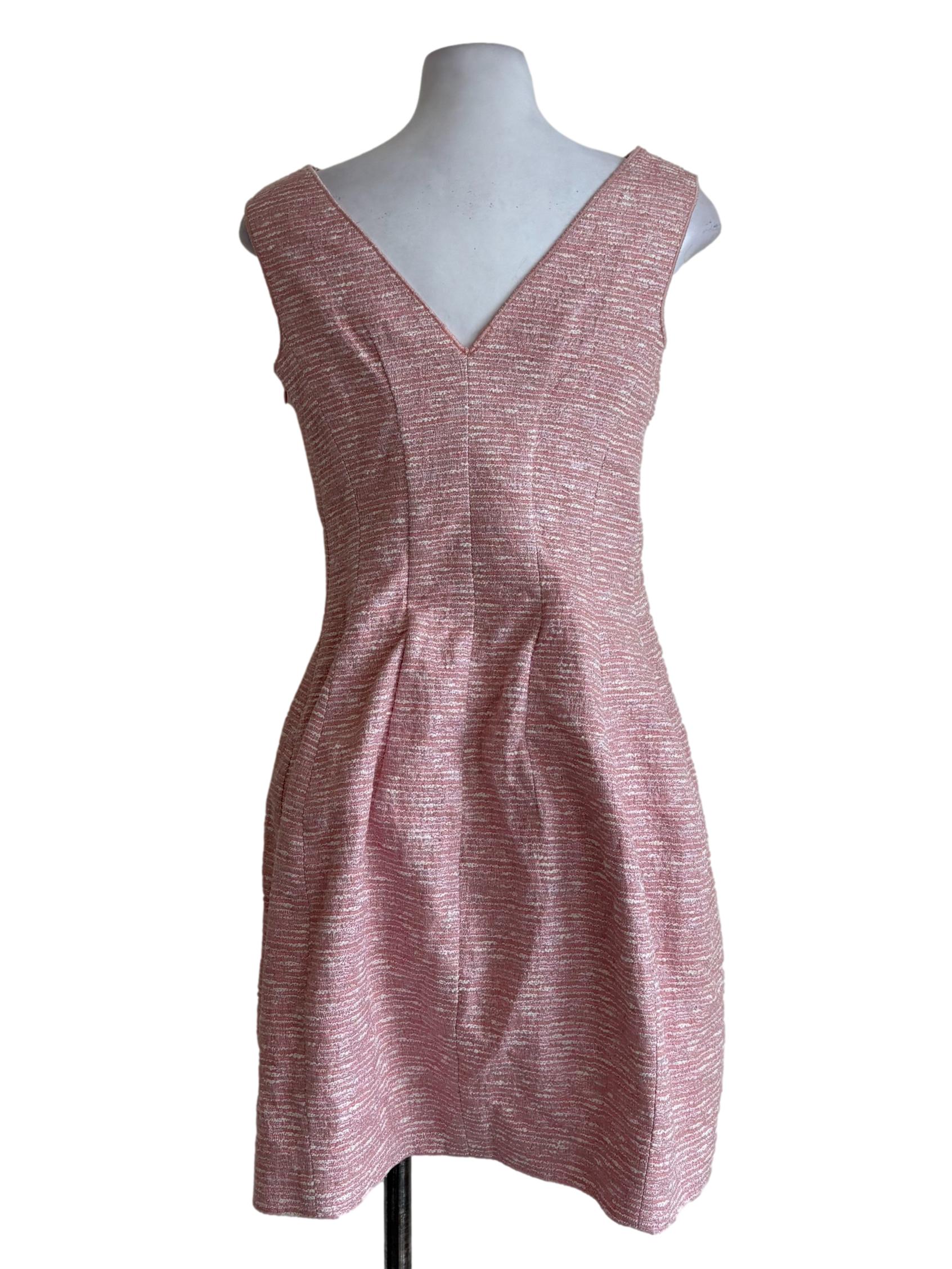 Watermelon Pink Tweed Sheath Dress
