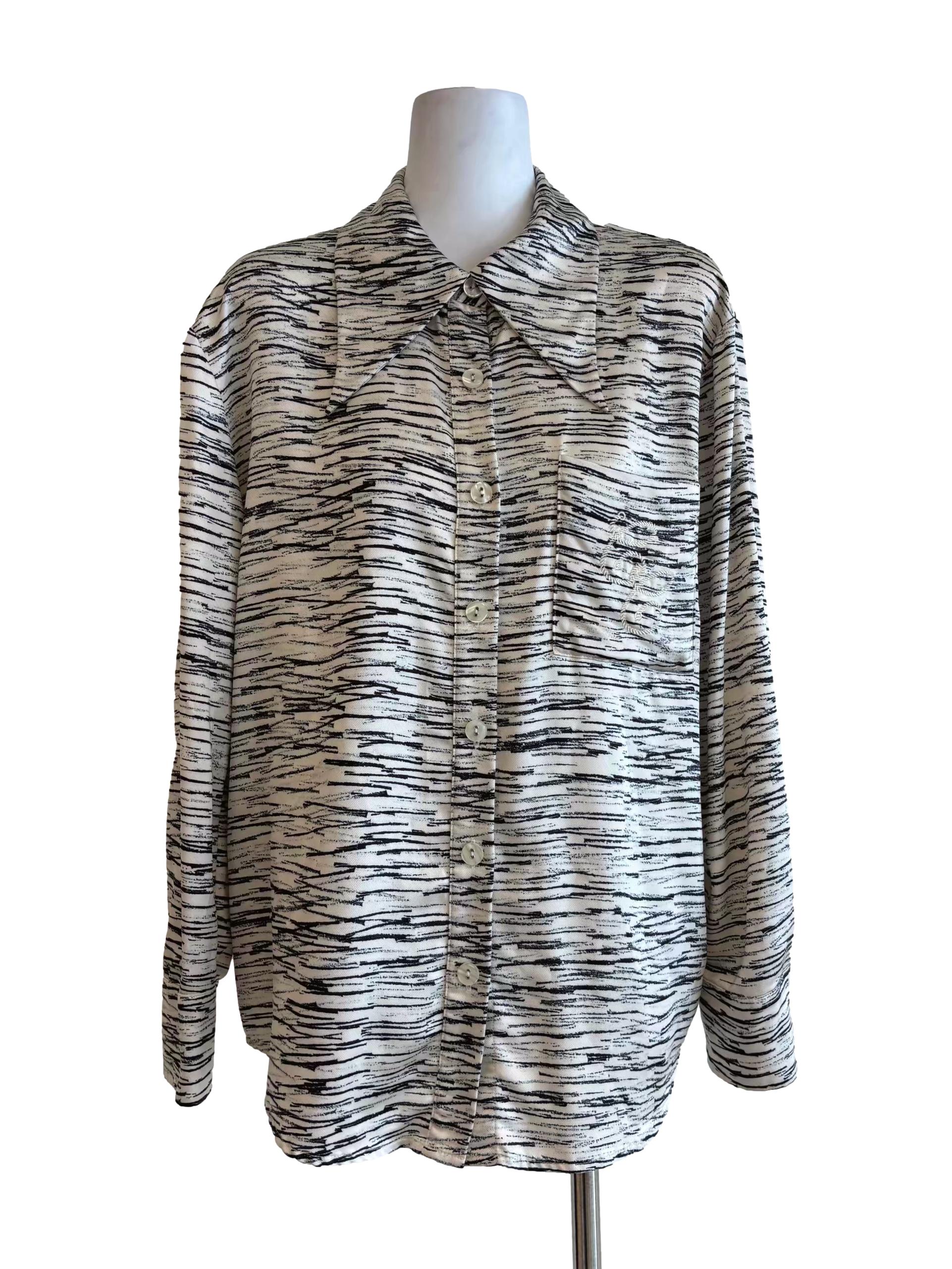 Pearl White Sketch Print Buttoned Shirt