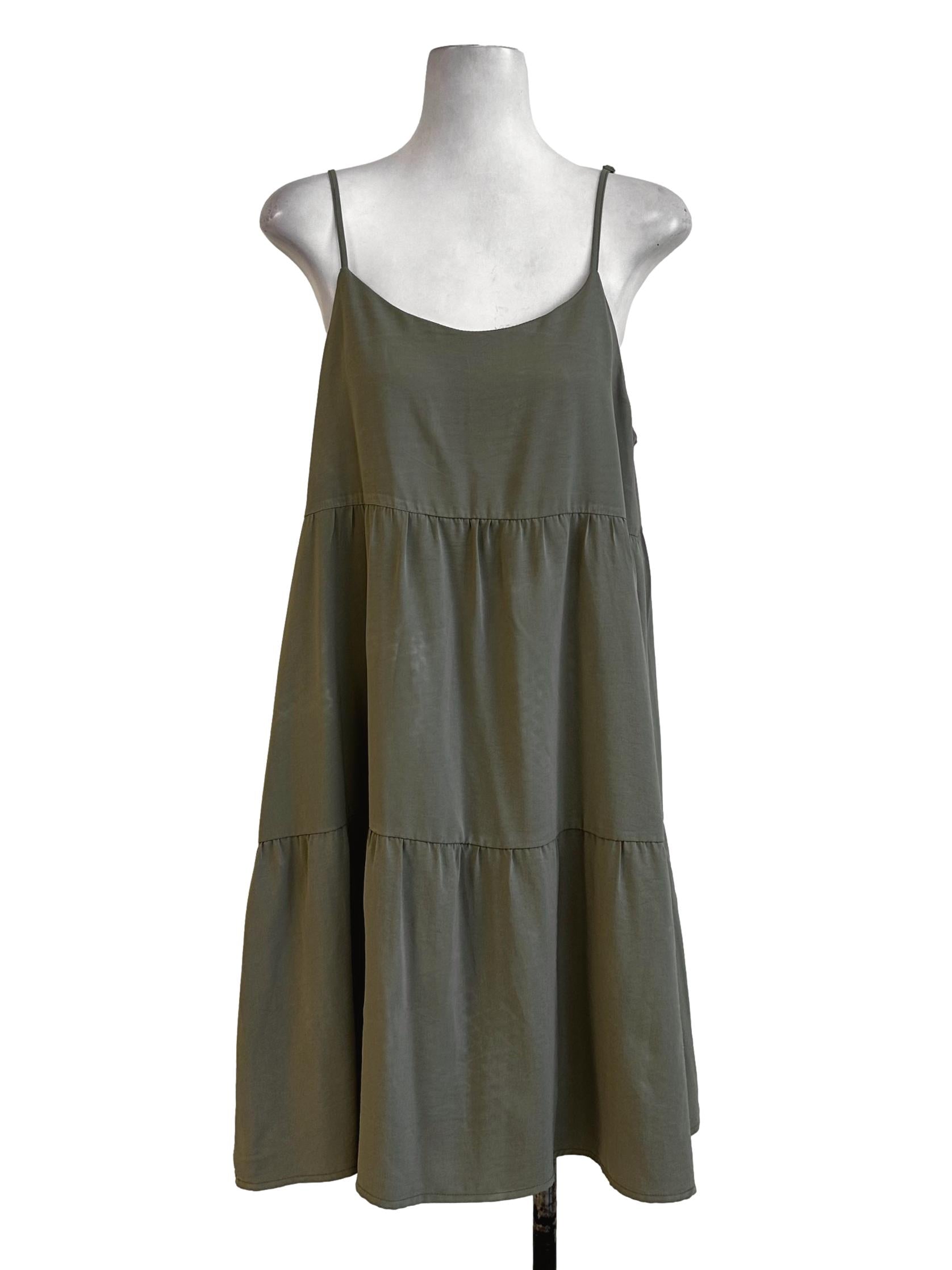 Olive Green Plain Dress